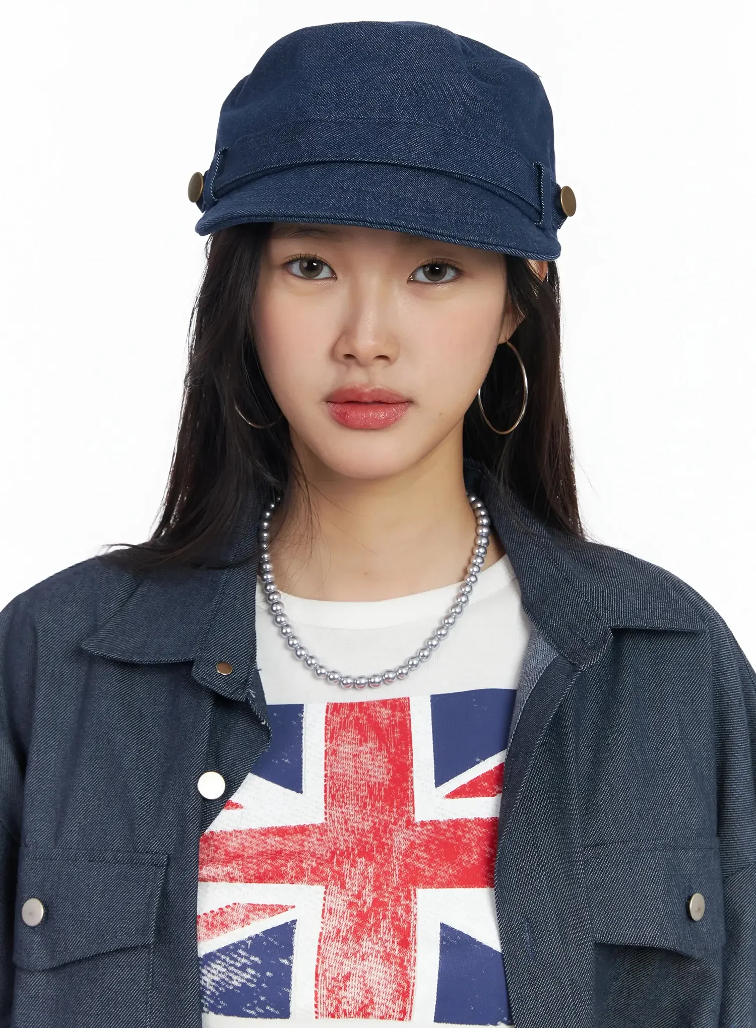 Stylish Denim Button Military Cap IM530 - Image 5