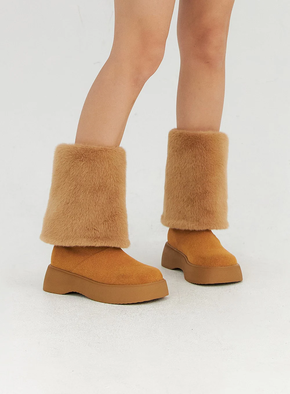 Suede Faux Fur Midi Boots CN315 - Image 2