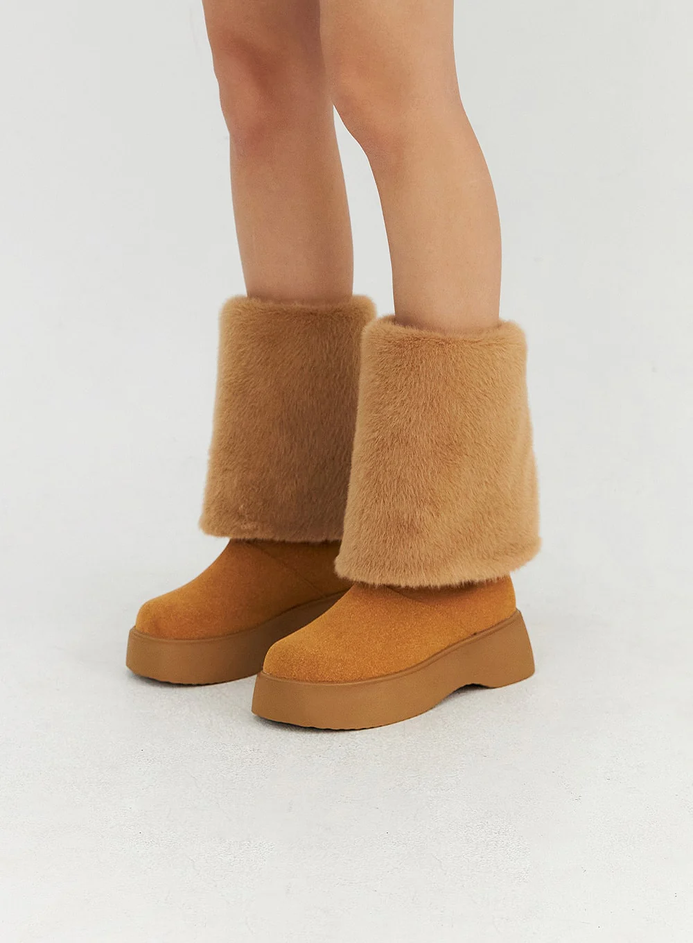 Suede Faux Fur Midi Boots CN315 - Image 4