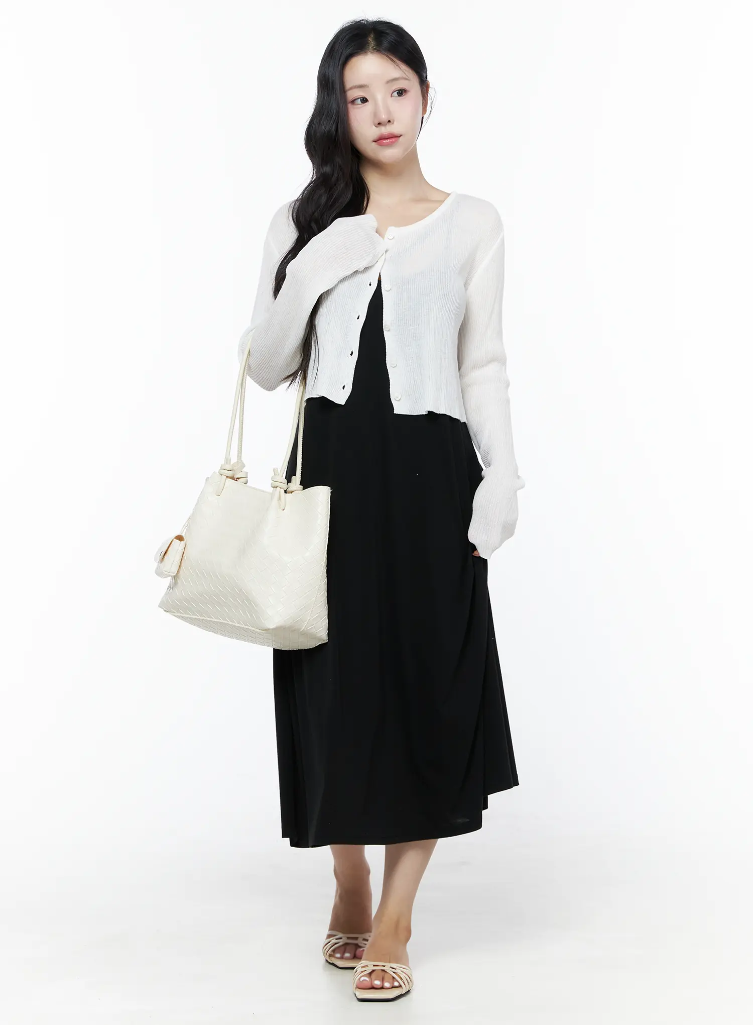 Summer Ribbed Crop Cardigan IU525 - Image 3