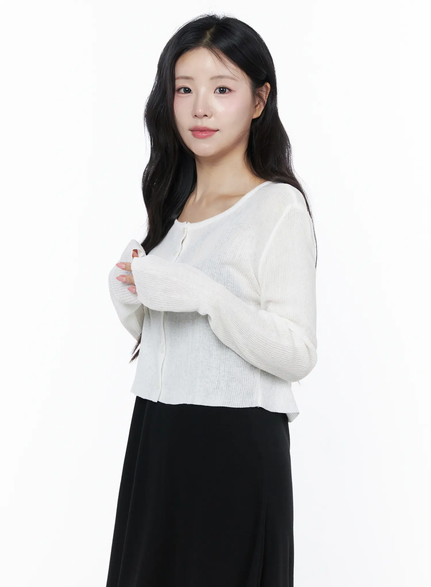 Summer Ribbed Crop Cardigan IU525 - Image 4