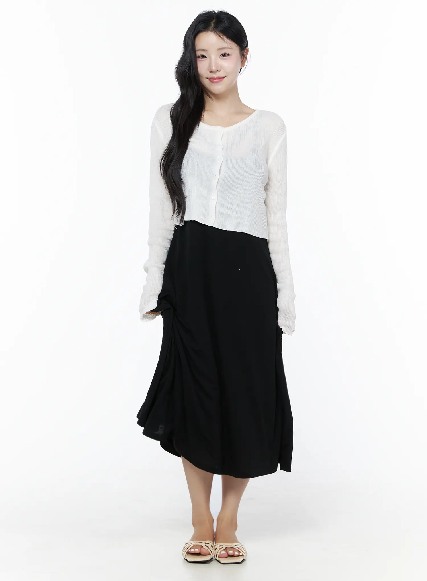 Summer Ribbed Crop Cardigan IU525 - Image 5