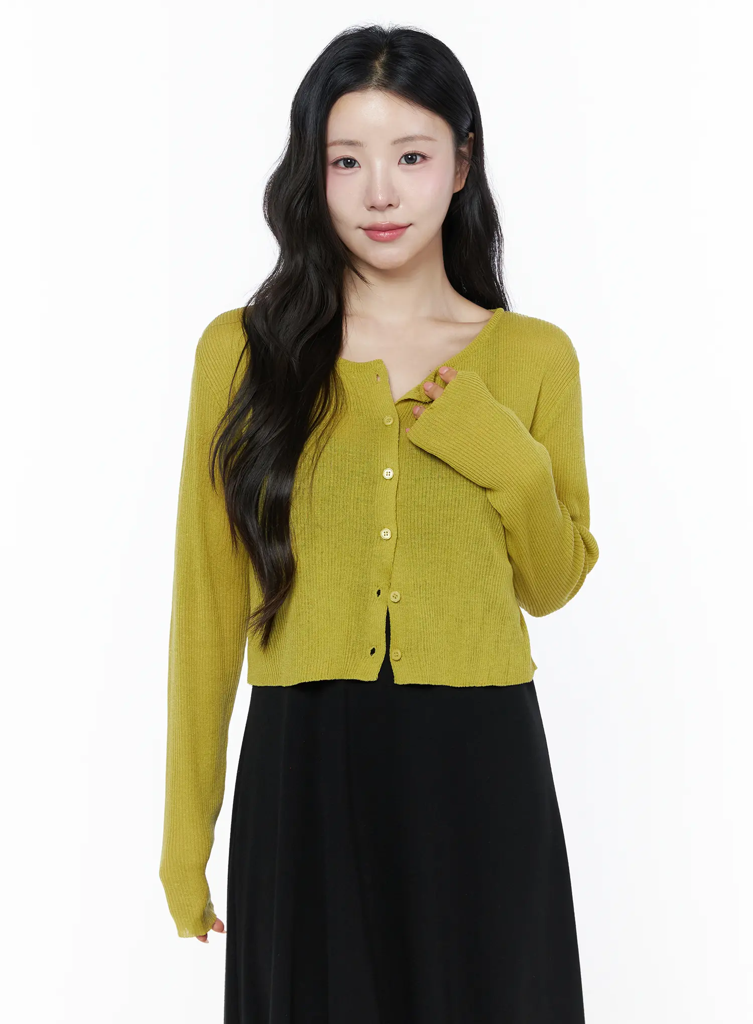 Summer Ribbed Crop Cardigan IU525 - Image 9