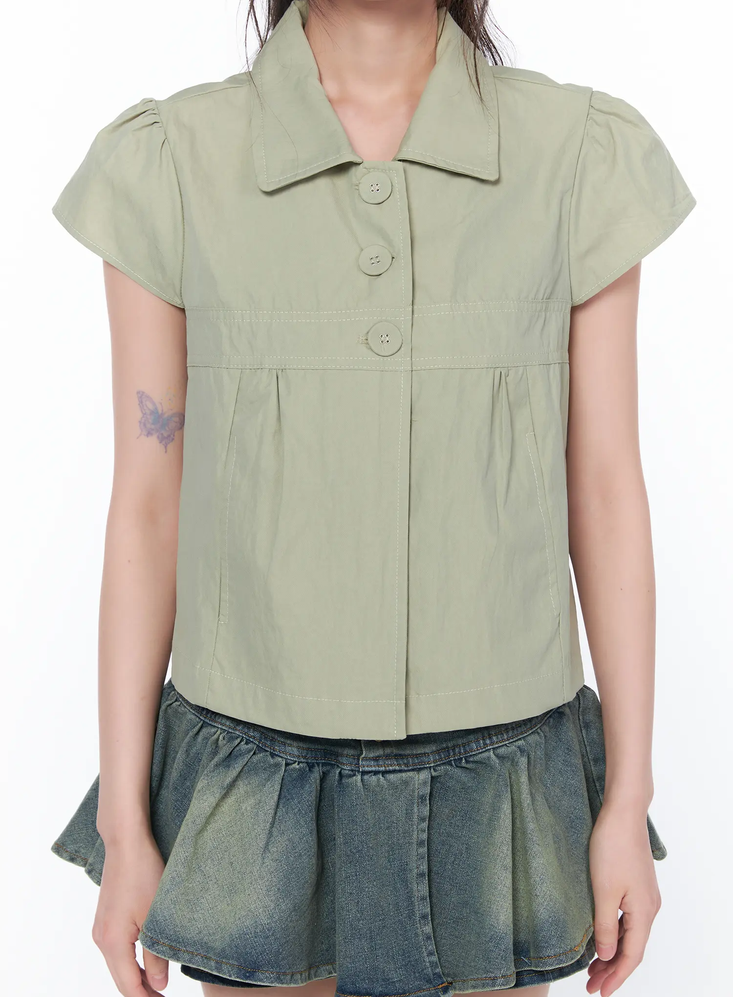 Tailored Button-Up Short Sleeve Shirt CA528 - Image 5