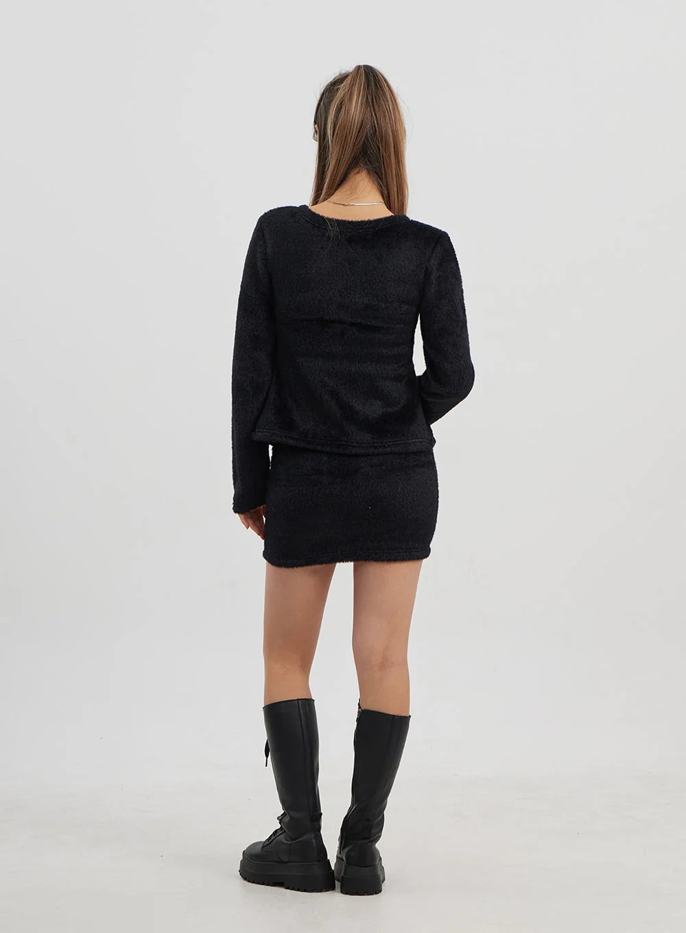 Teddy Cardigan Tube Top And Mini Skirt Set CJ325 - Image 12