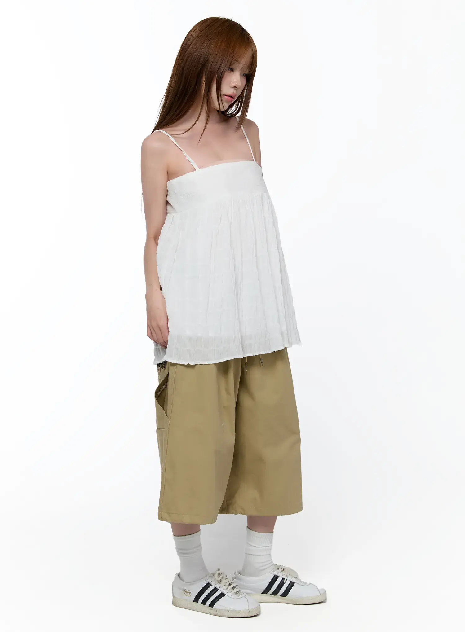 Text Embroidered Bermuda Shorts CA520 - Image 4
