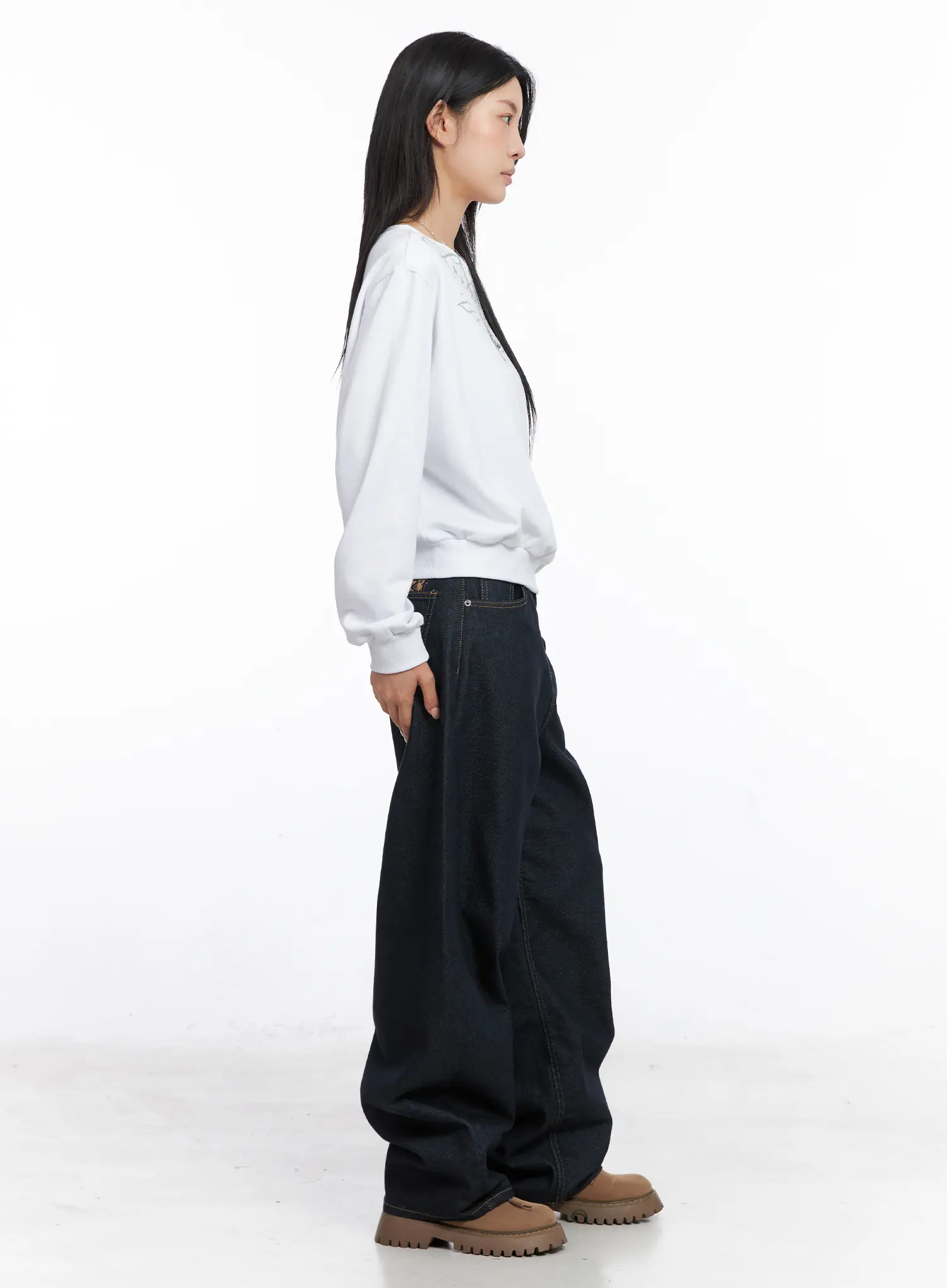 Text Print Off-Shoulder Sweatshirt CO508 - Image 6