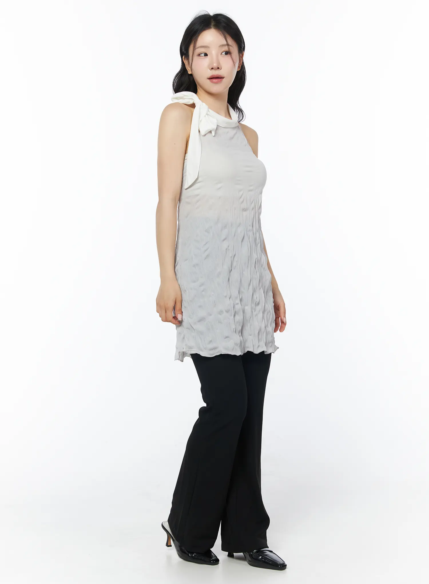Texture Neck-Tie Blouse CD805 - Image 4
