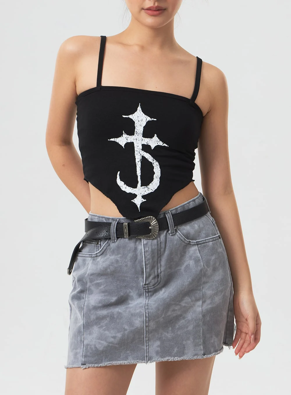 Thin Strap Graphic Top CM329 - Image 2
