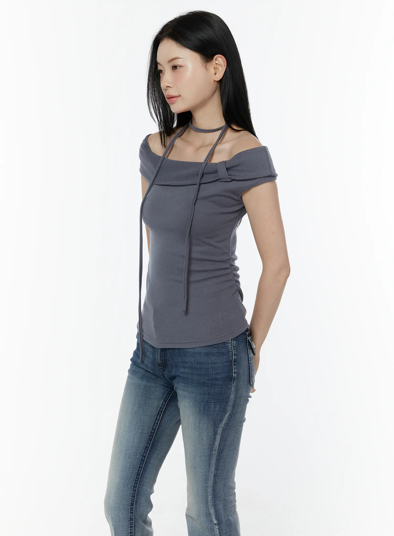 Tie Detail Off-Shoulder Top IU505 - Image 2