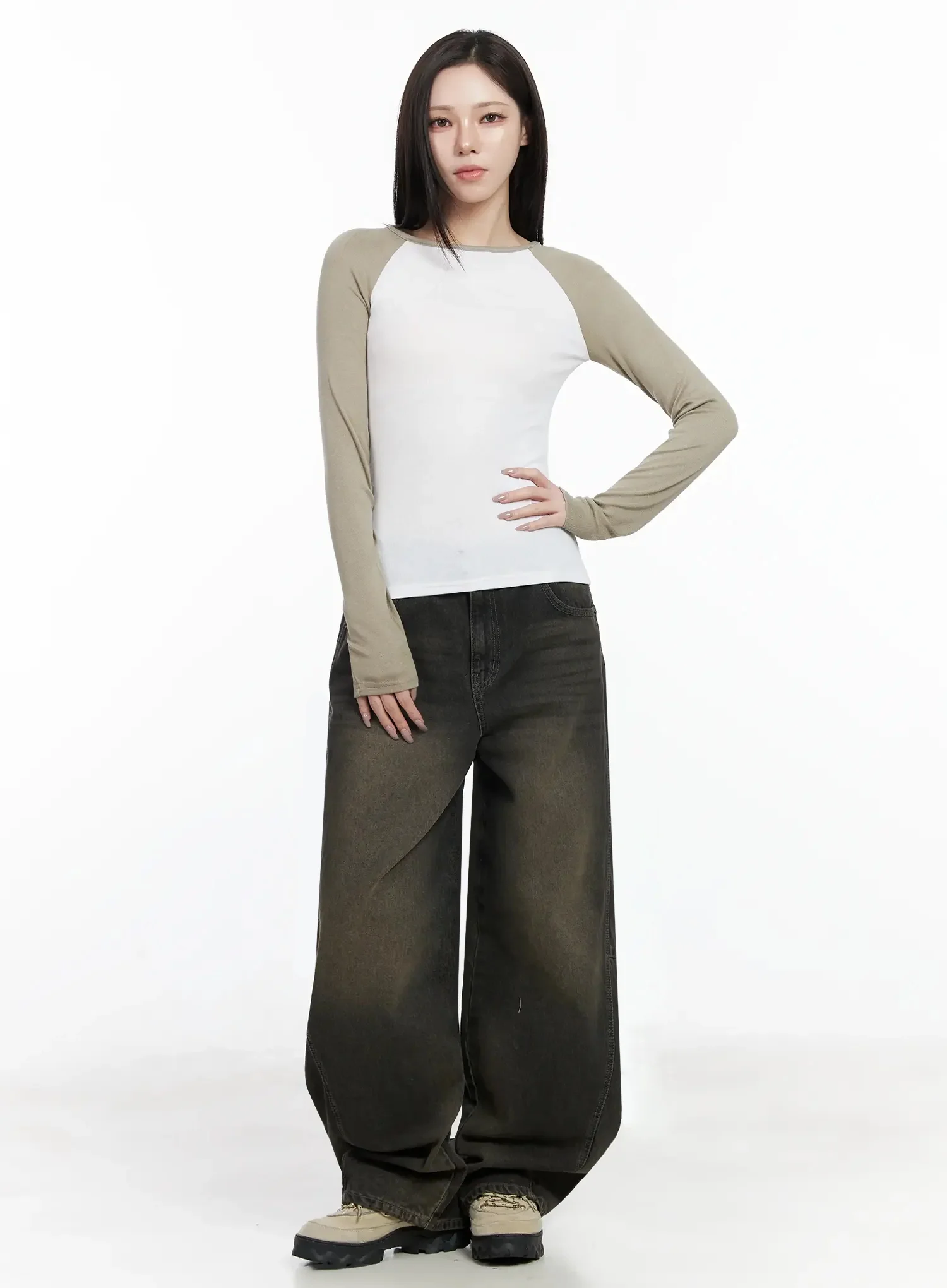 Tracey Vintage Black Washed Wide Leg Jeans IJ528 - Image 8