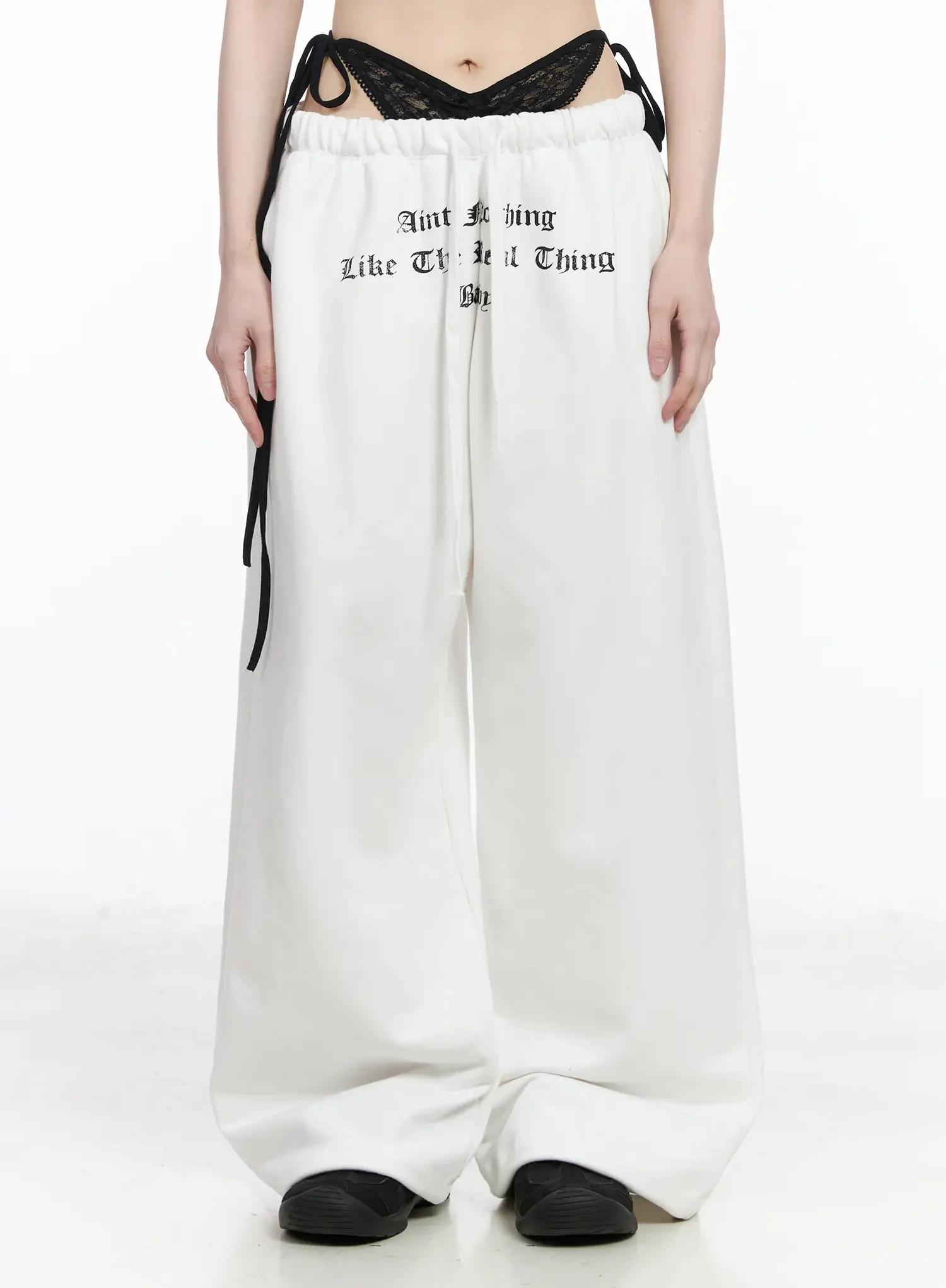 Trendy Lace-Up Wide Leg Sweatpants IU509
