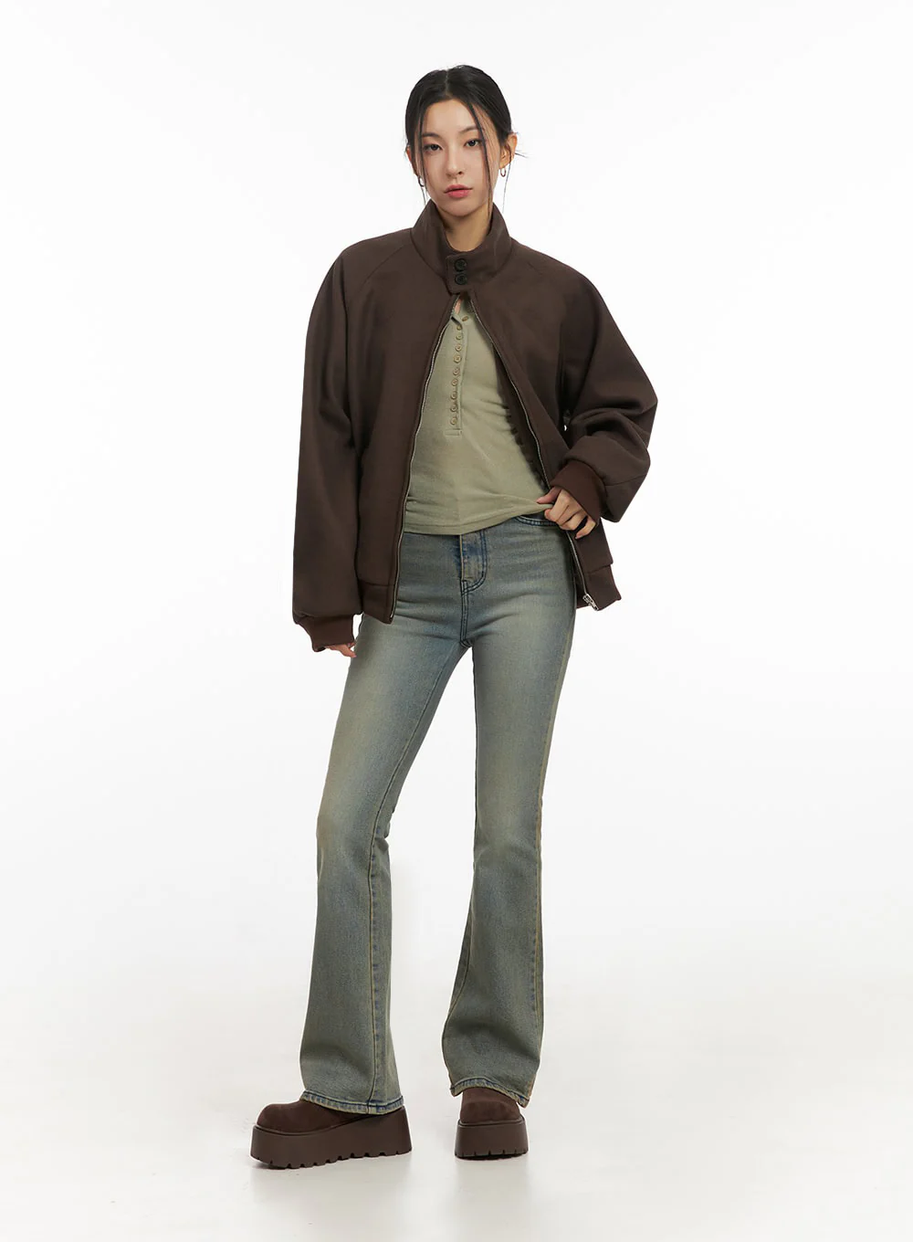 Trendy Oversized Zip-Up Jacket IJ503 - Image 10