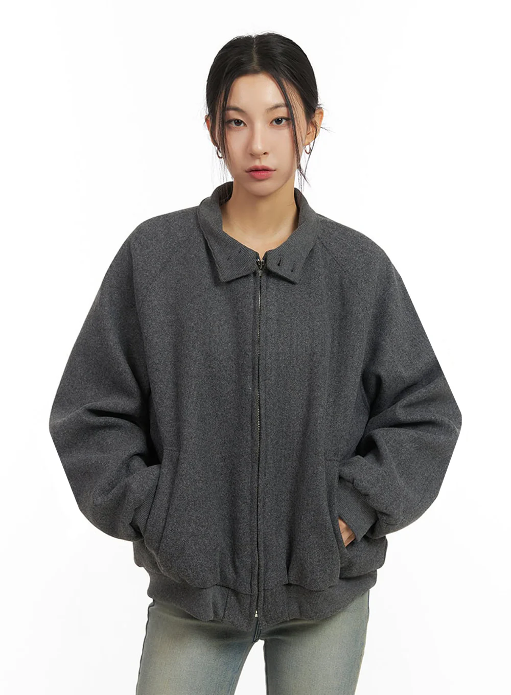 Trendy Oversized Zip-Up Jacket IJ503 - Image 11