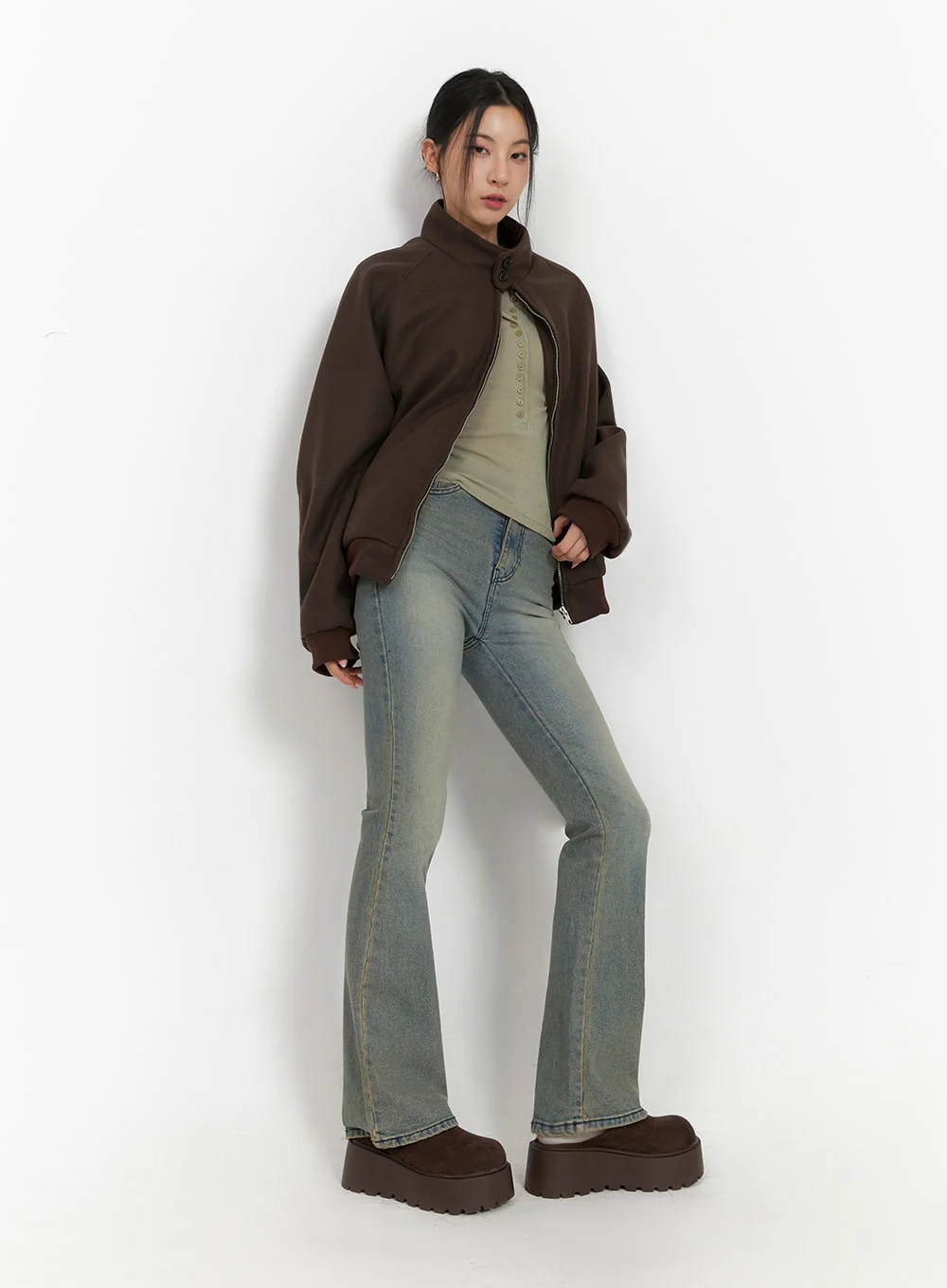 Trendy Oversized Zip-Up Jacket IJ503 - Image 9
