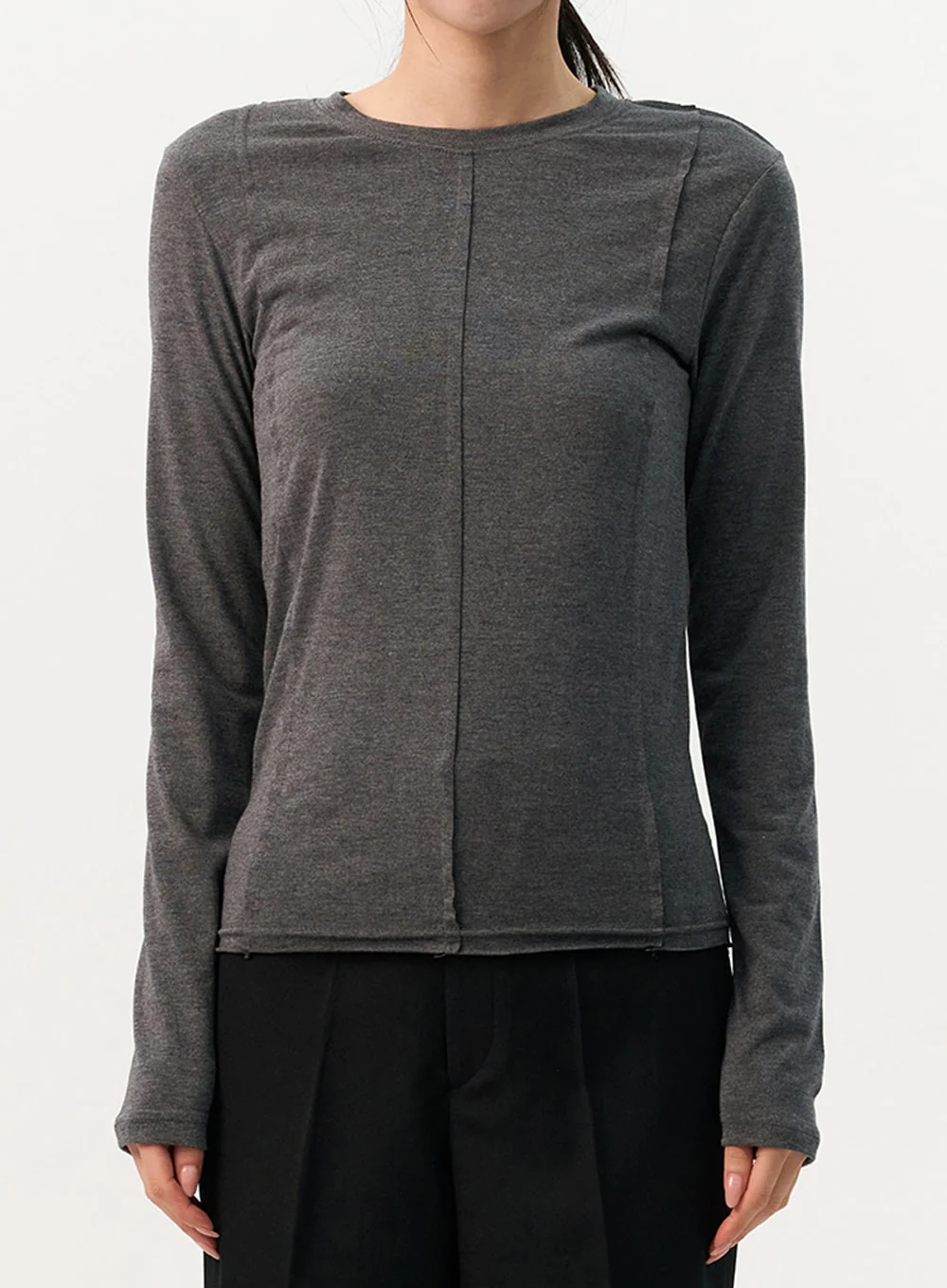 Trim Round Neck Long Sleeve Tee IO320 - Image 5