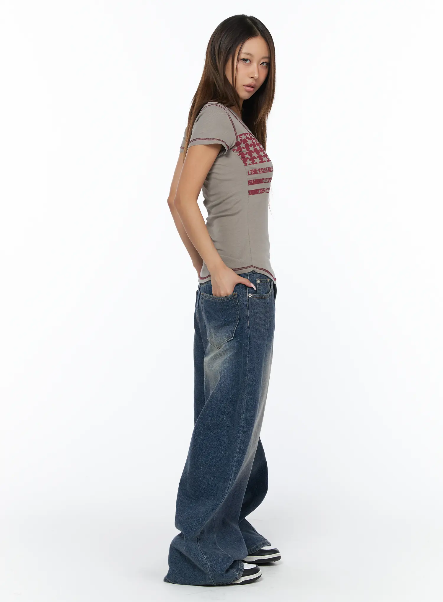 Trixy Wide Leg Washed Jeans CA517 - Image 6