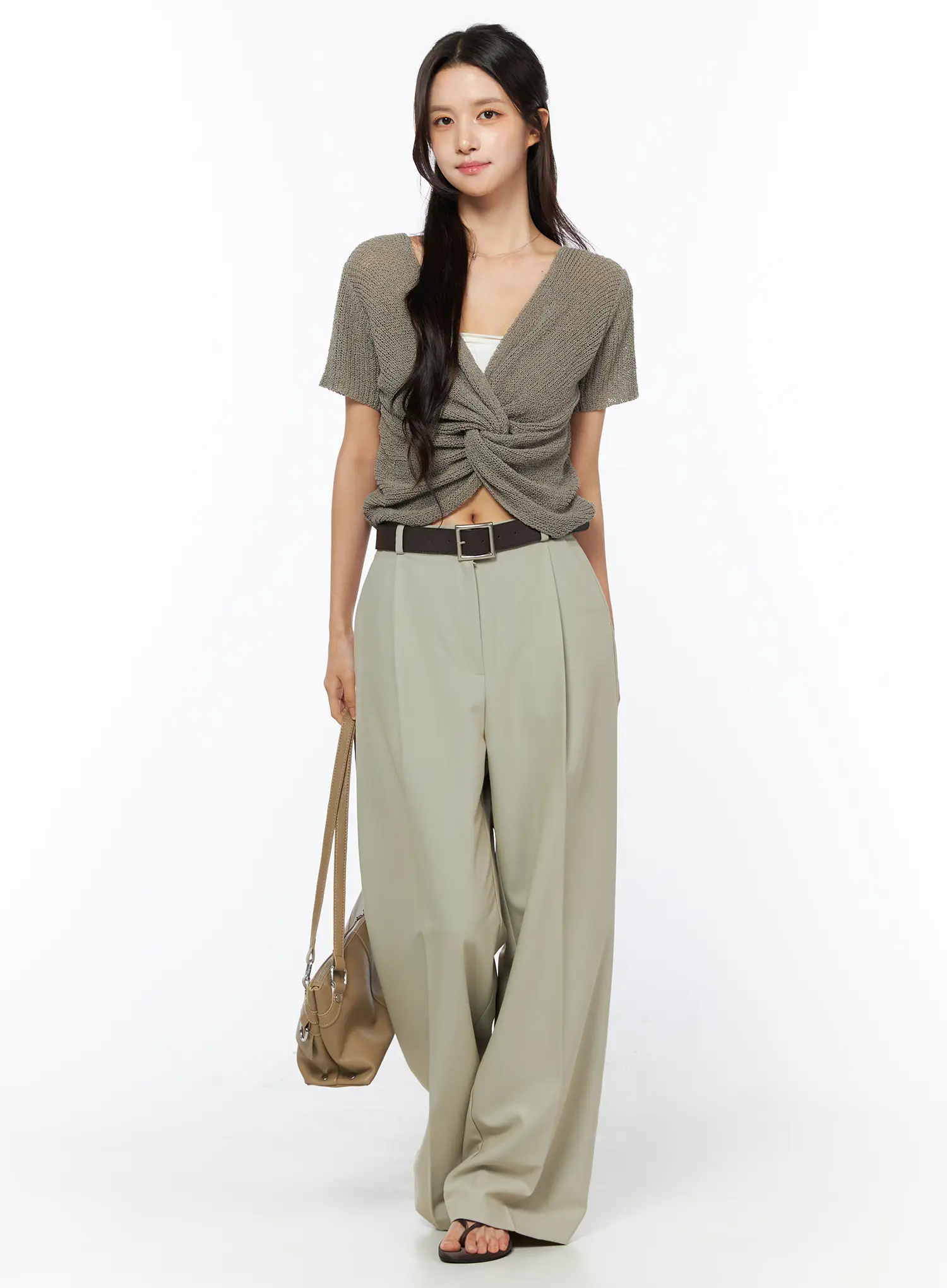 Twist Detail Knit Short Sleeve Top CU522 - Image 3