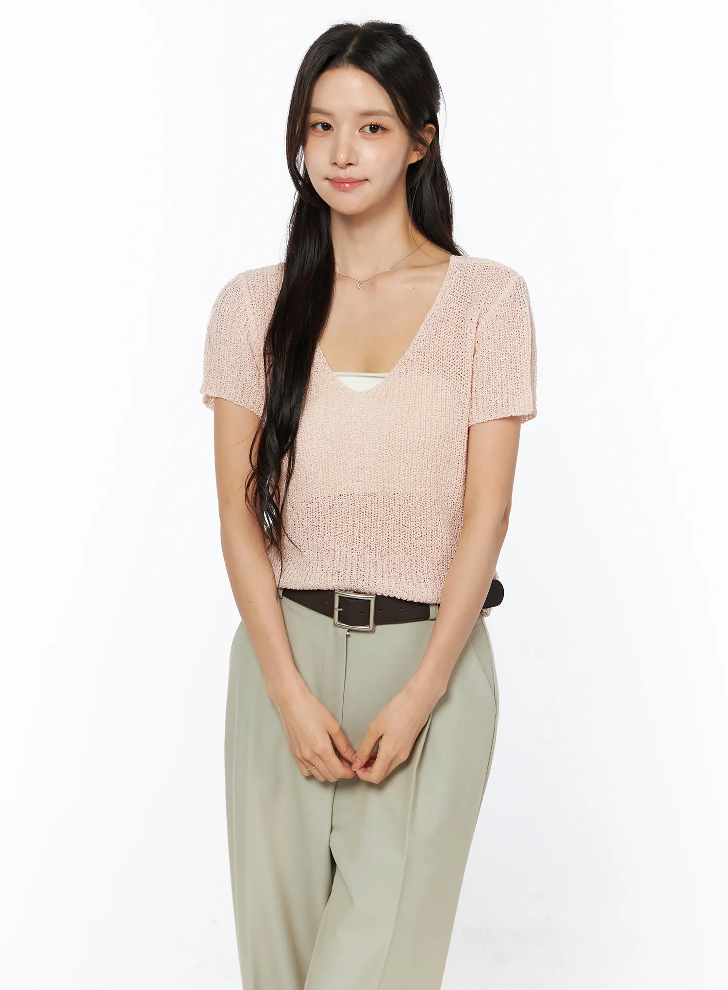 Twist Detail Knit Short Sleeve Top CU522 - Image 8