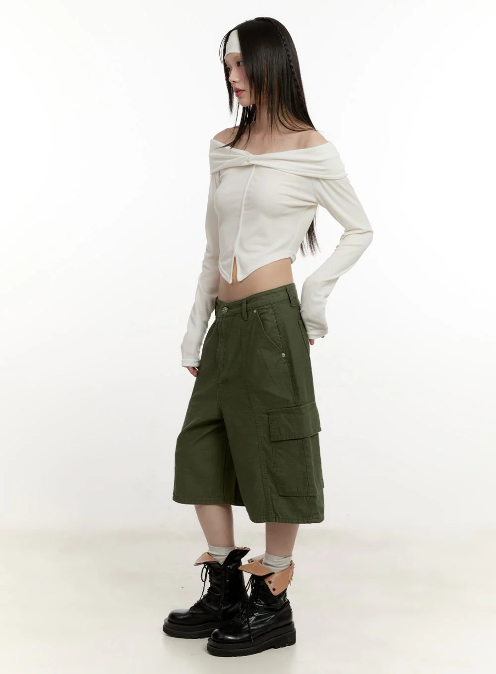 Twist Off-Shoulder Long Sleeve Top CM514 - Image 3