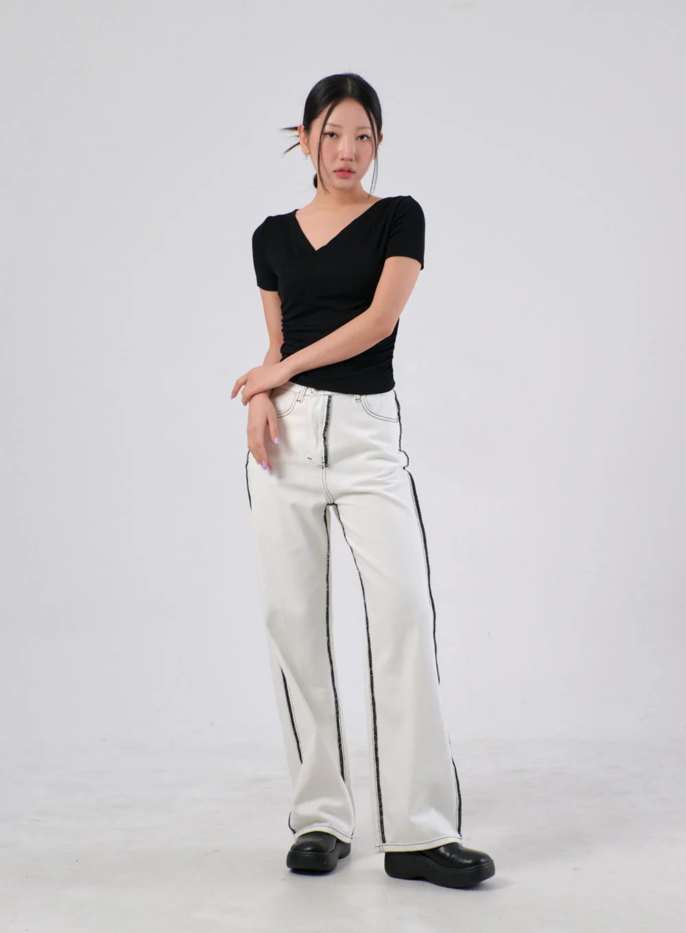 Two Color Cotton Pants IA304 - Image 3
