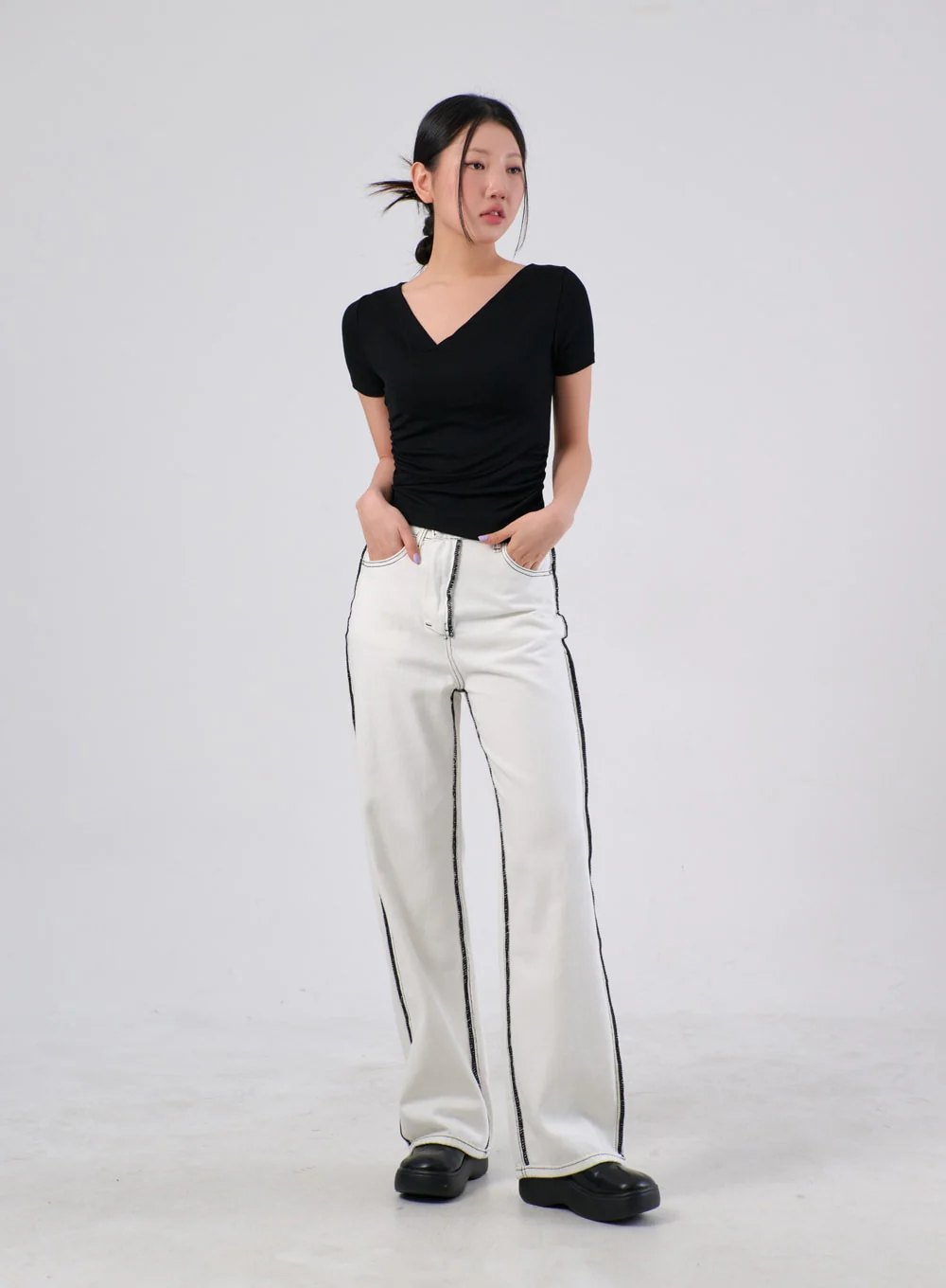 Two Color Cotton Pants IA304 - Image 7