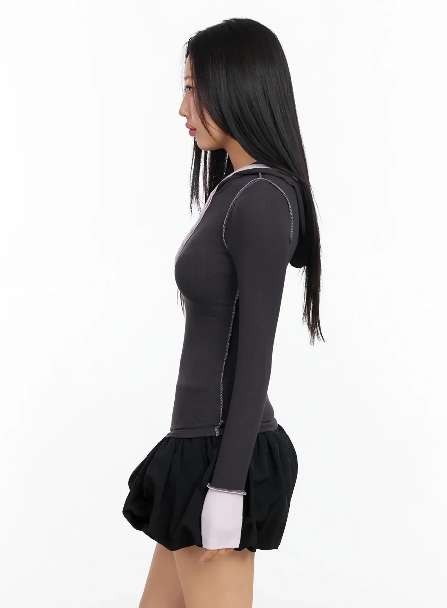 Two Stitch Hooded Long Sleeve Top CA513 - Image 9