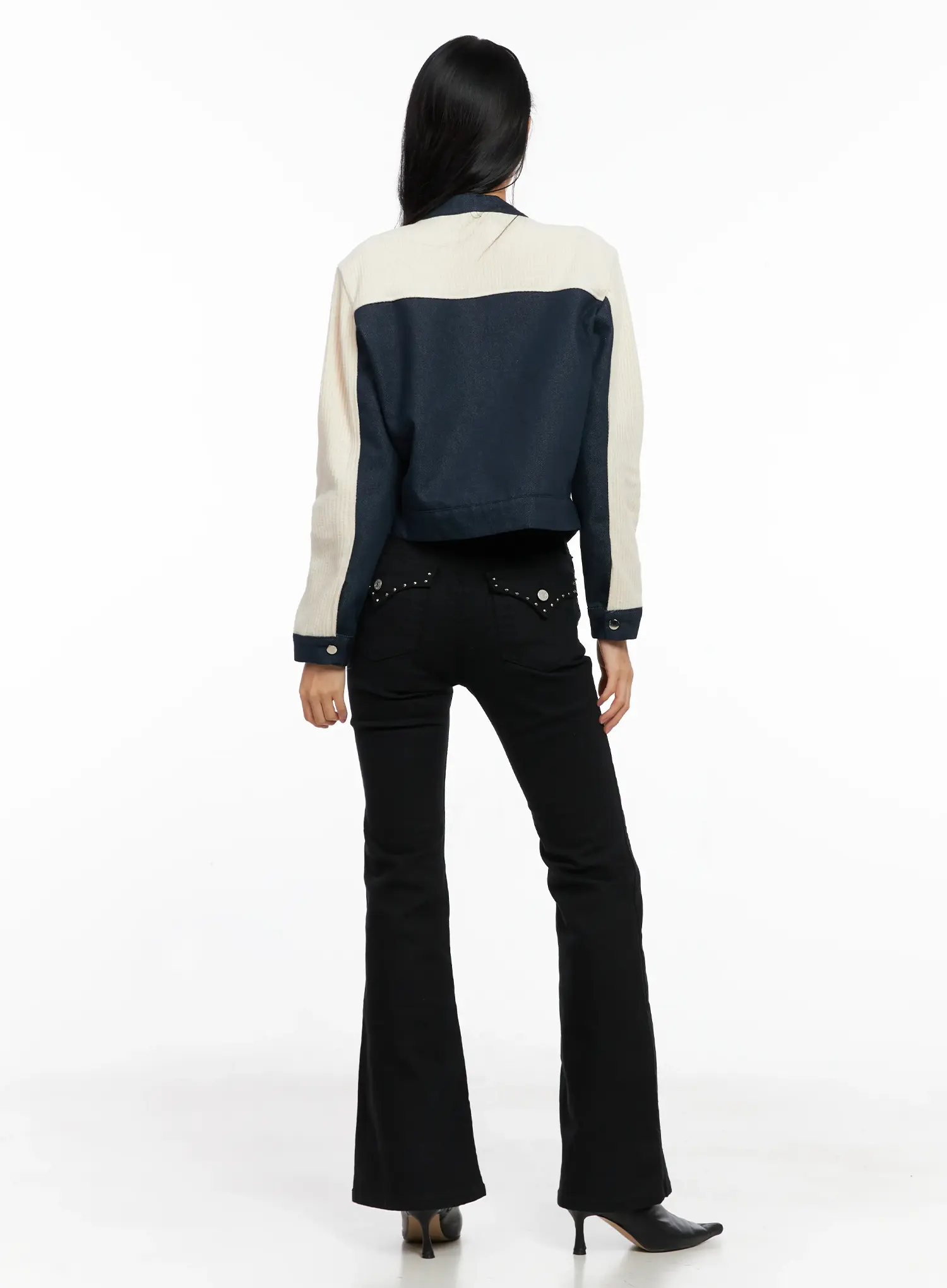 Two-Tone Knit Biker Jacket CO528 - Image 8
