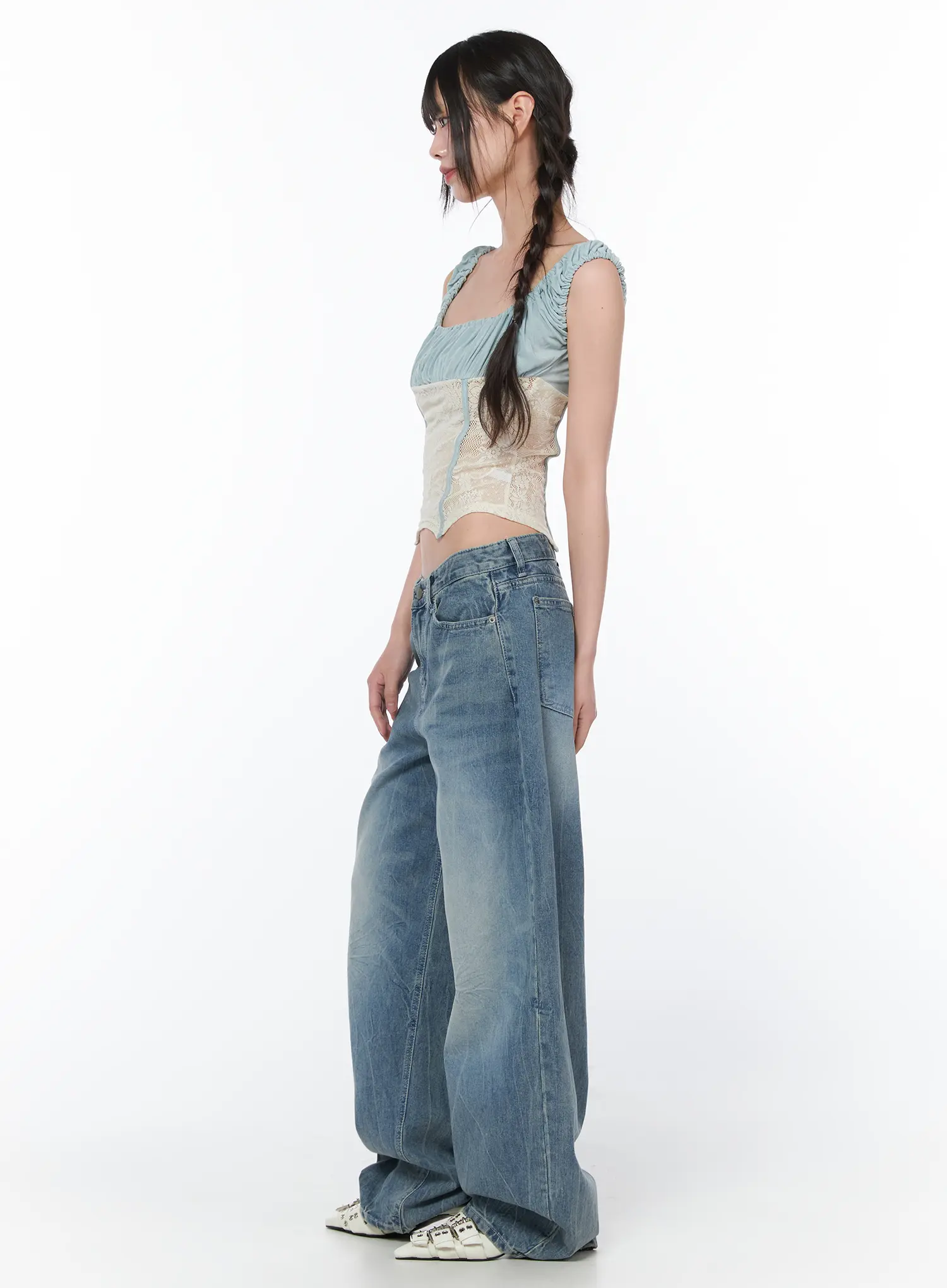 Two-Tone Lace Sleeveless Top CA529 - Image 7
