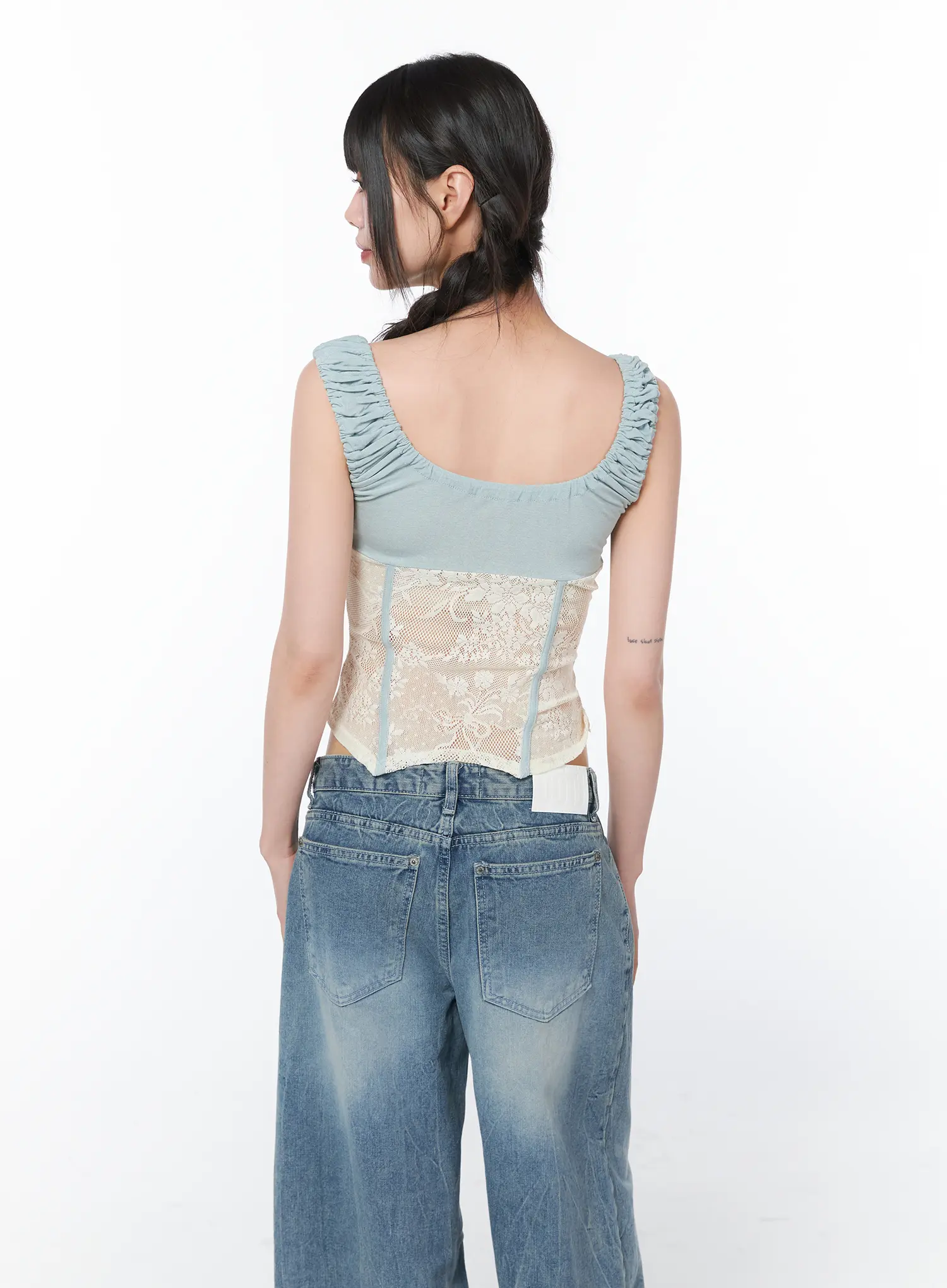 Two-Tone Lace Sleeveless Top CA529 - Image 9
