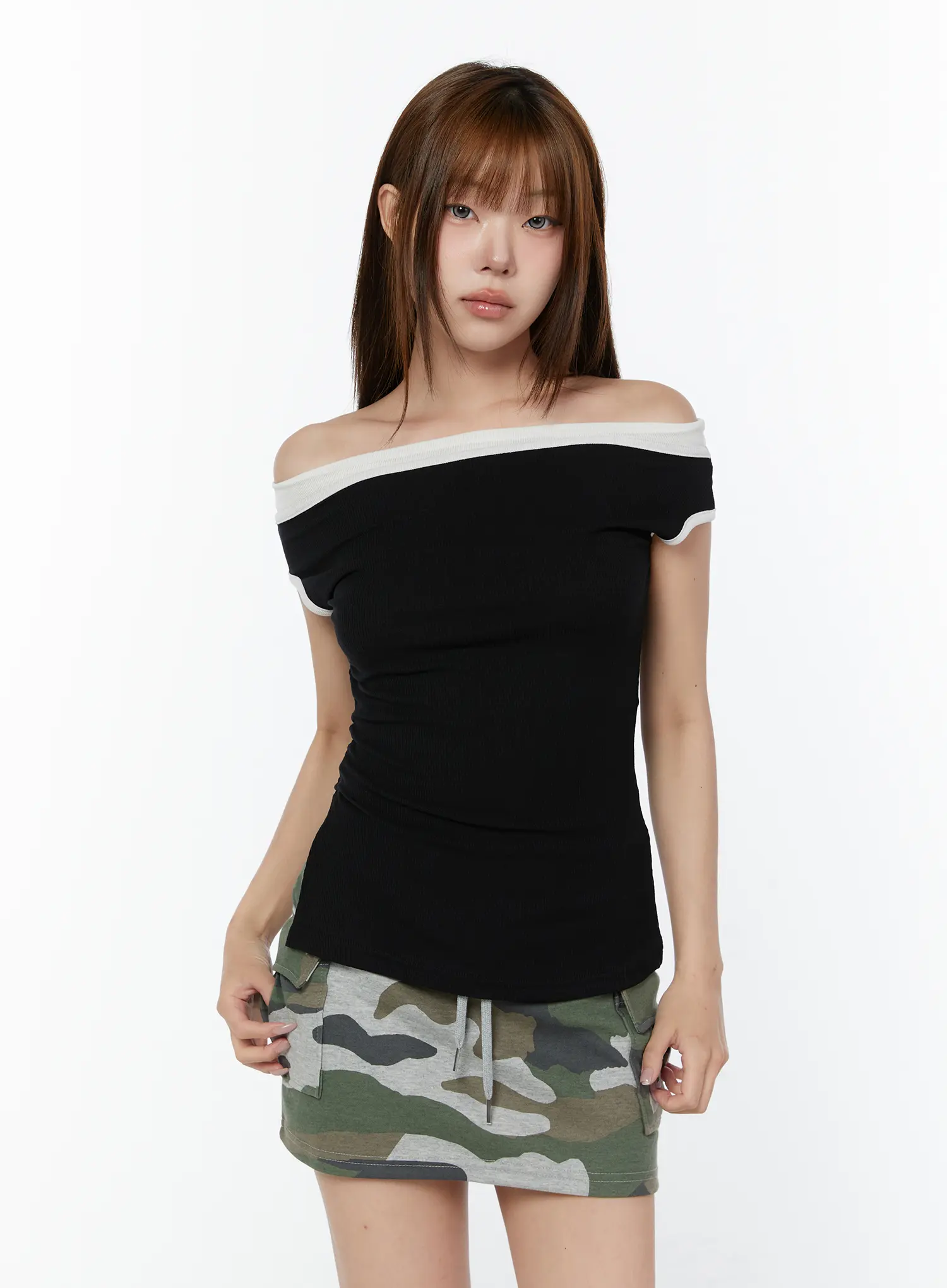 Two-Tone Off-Shoulder Top CY518 - Image 11