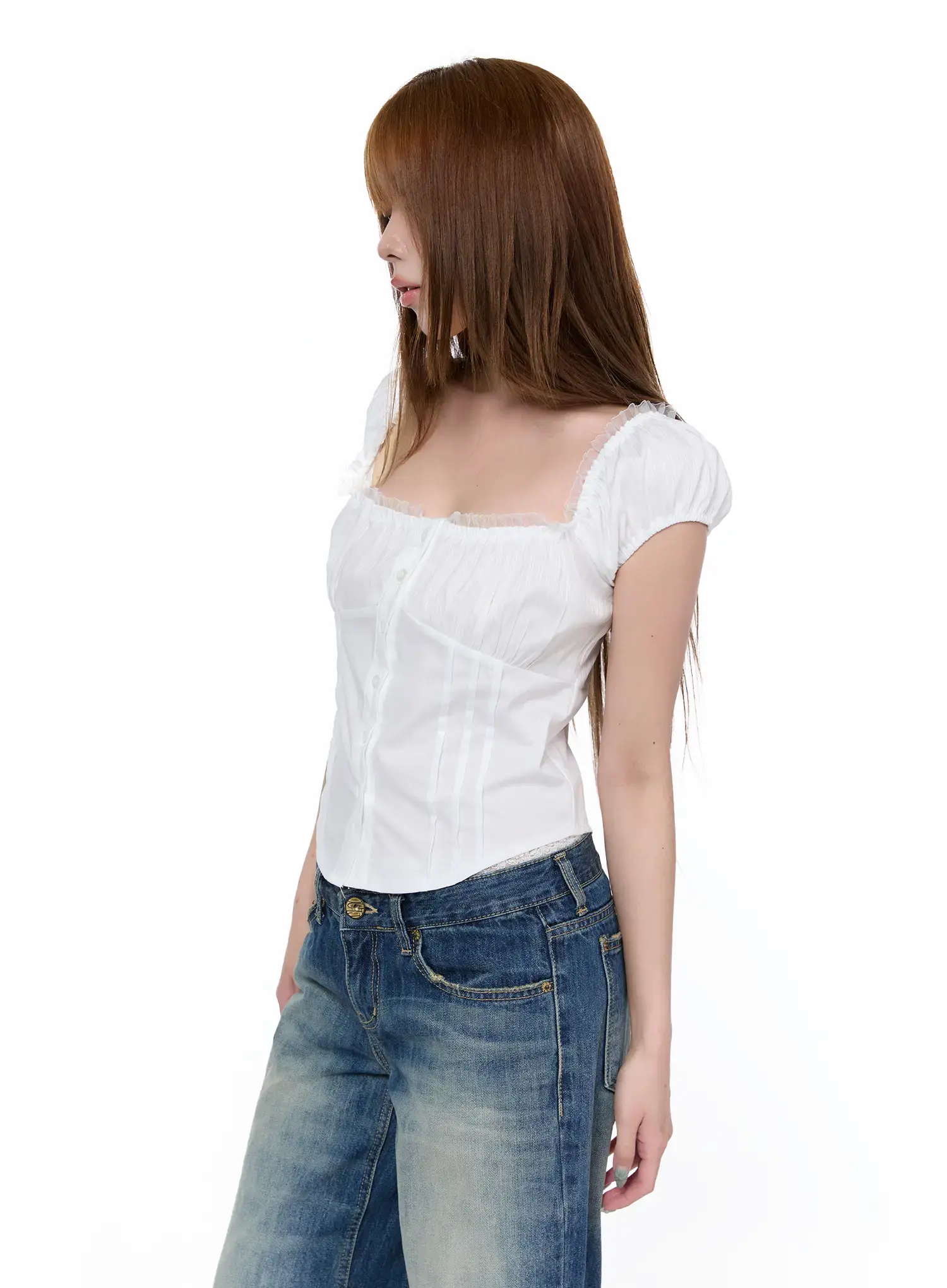 Two-Way Ruffle Square Neck Blouse CA520 - Image 8