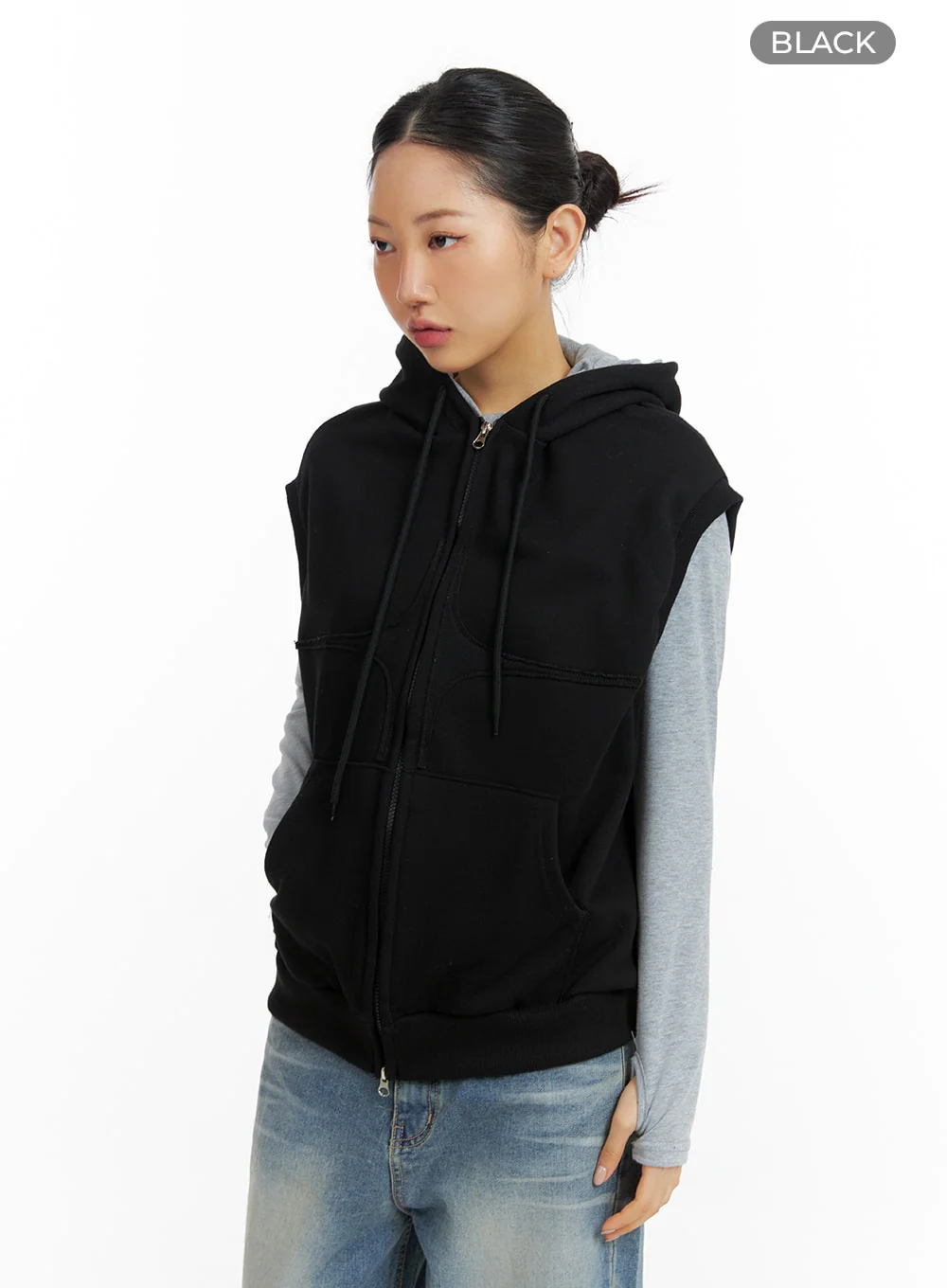 Two-Way Zip Hoodie Vest CF419 - Image 8