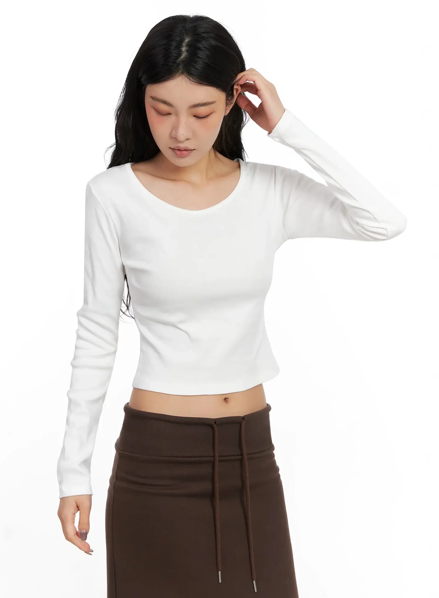 U-Neck Crop Long Sleeve Top IN528 - Image 12