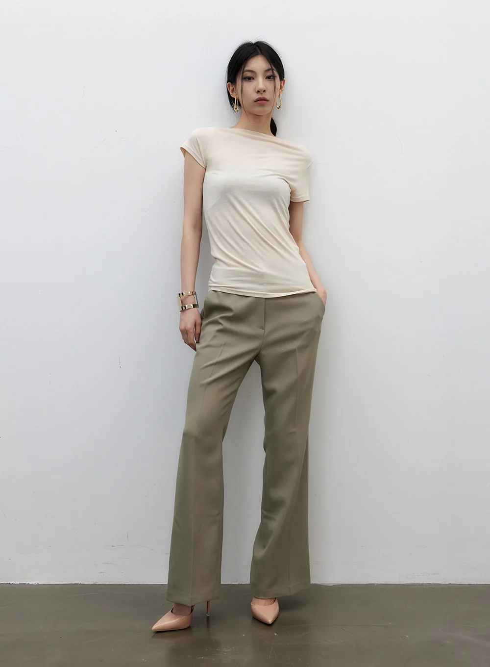 Unbalanced Off-Shoulder Tee IY331 - Image 7