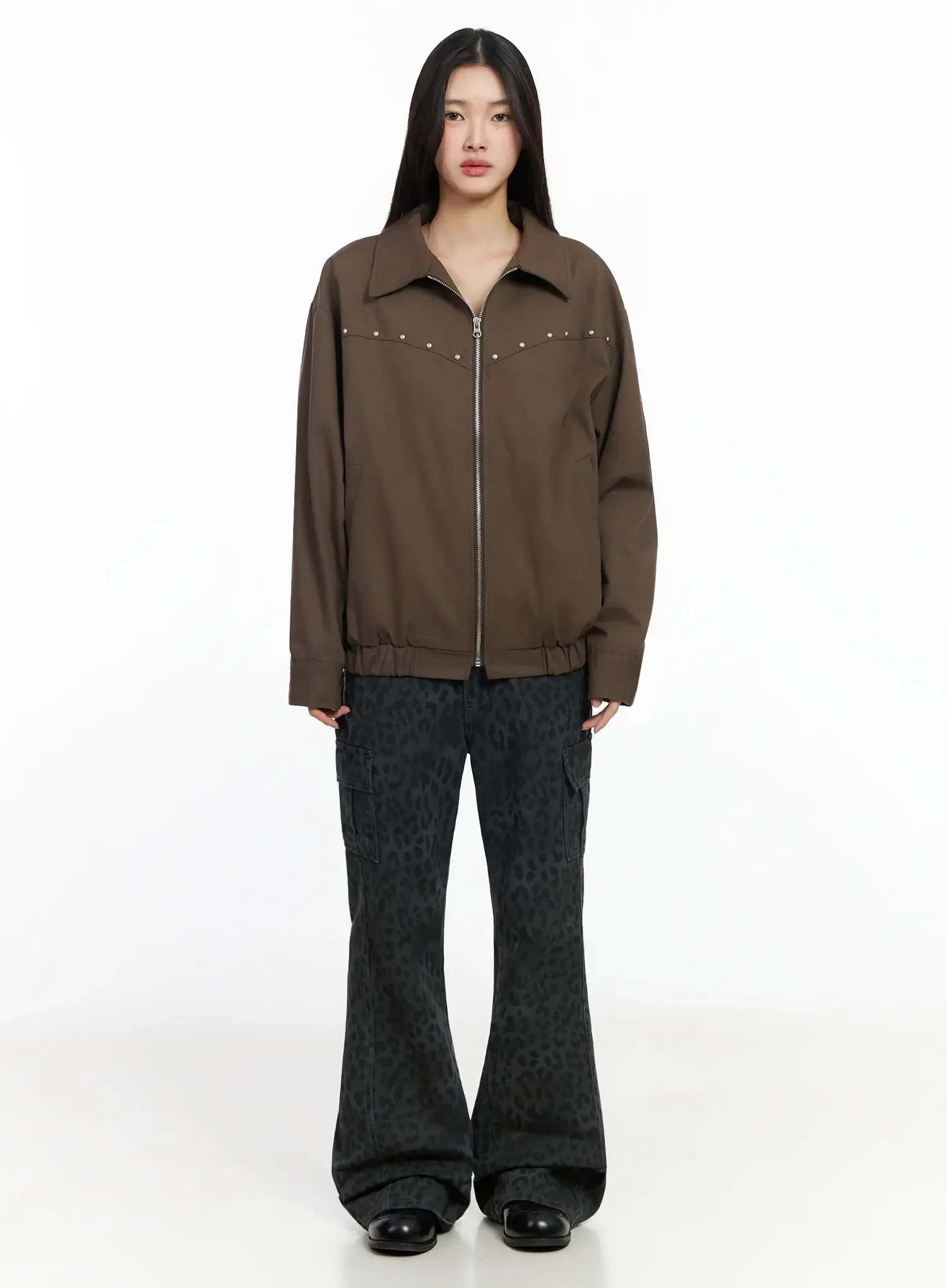 Urban Studded Bomber Jacket IA508 - Image 12