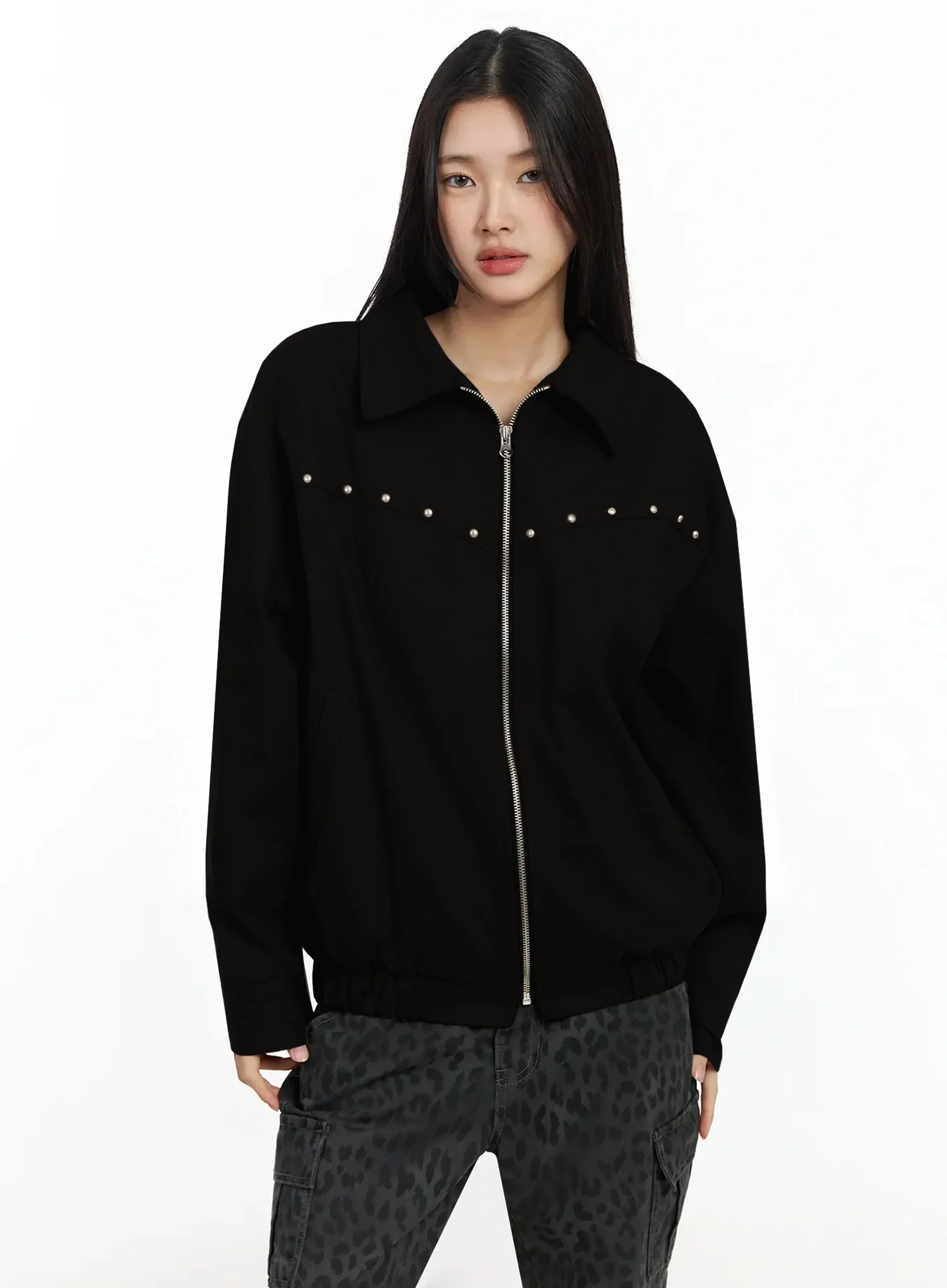 Urban Studded Bomber Jacket IA508 - Image 16