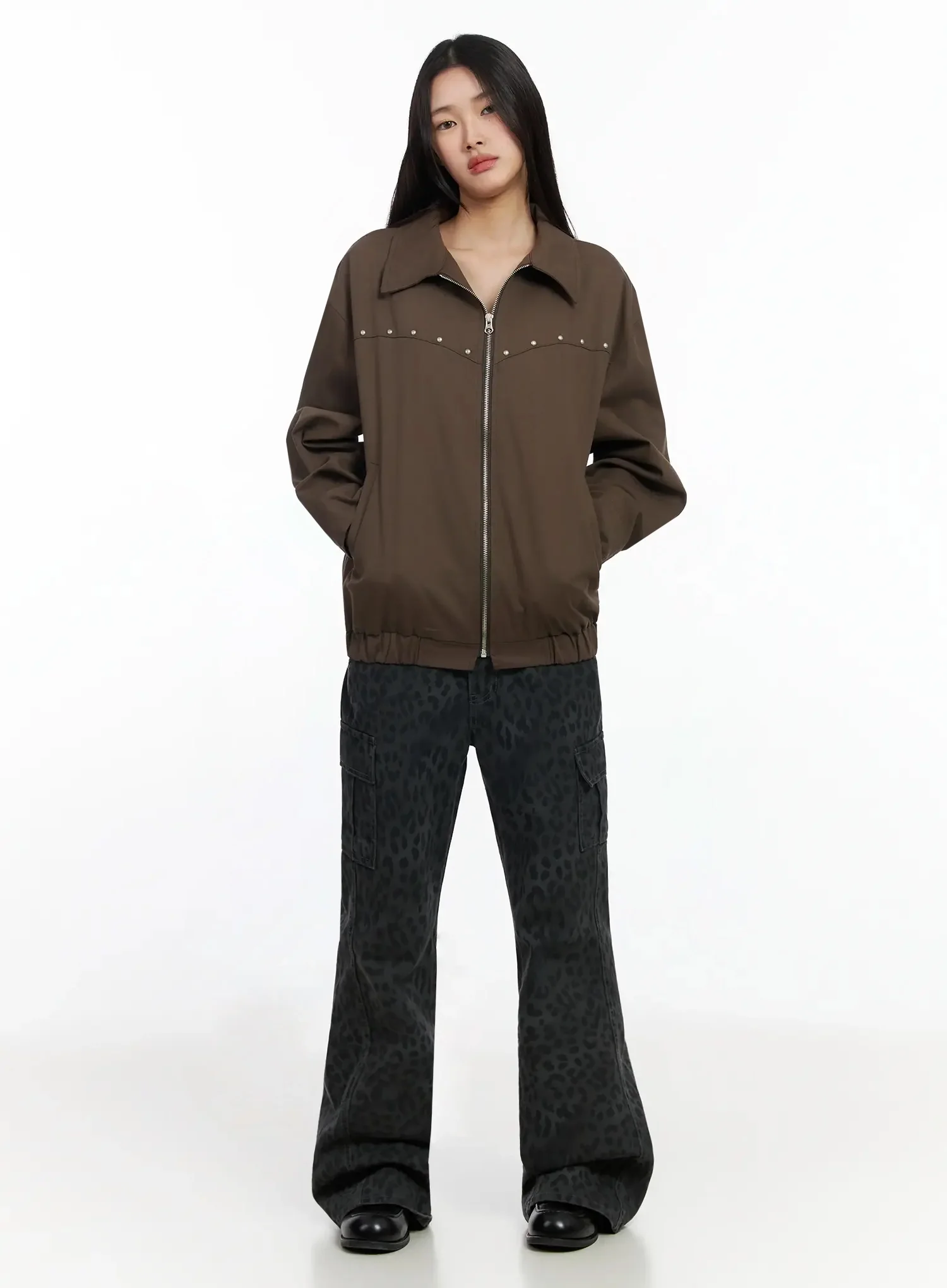 Urban Studded Bomber Jacket IA508 - Image 4
