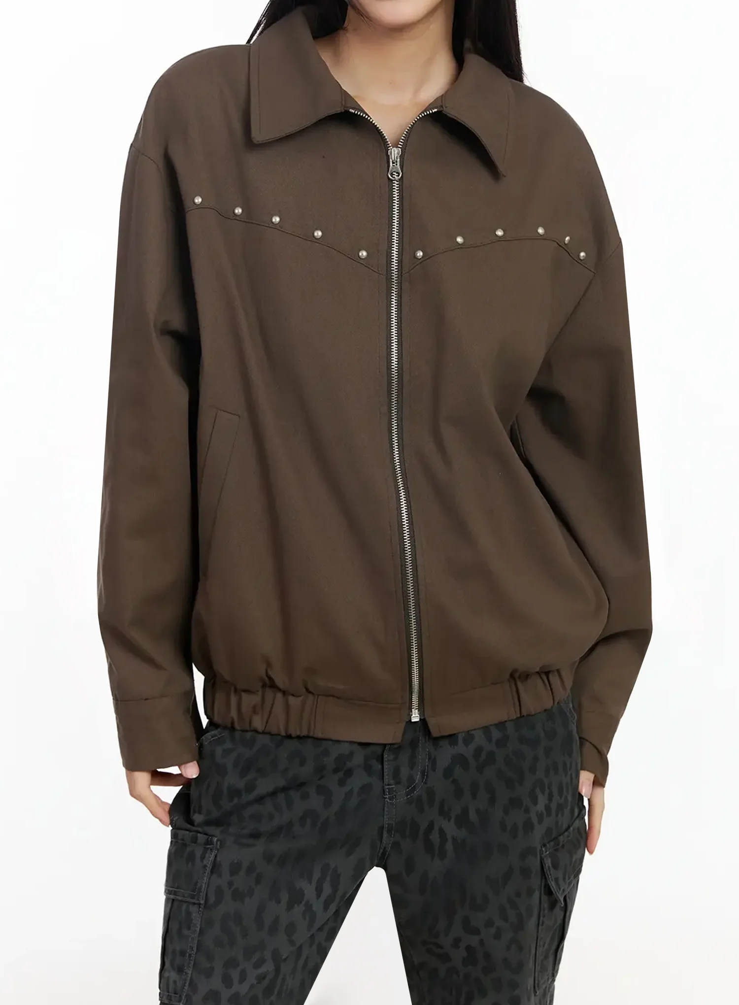 Urban Studded Bomber Jacket IA508 - Image 6