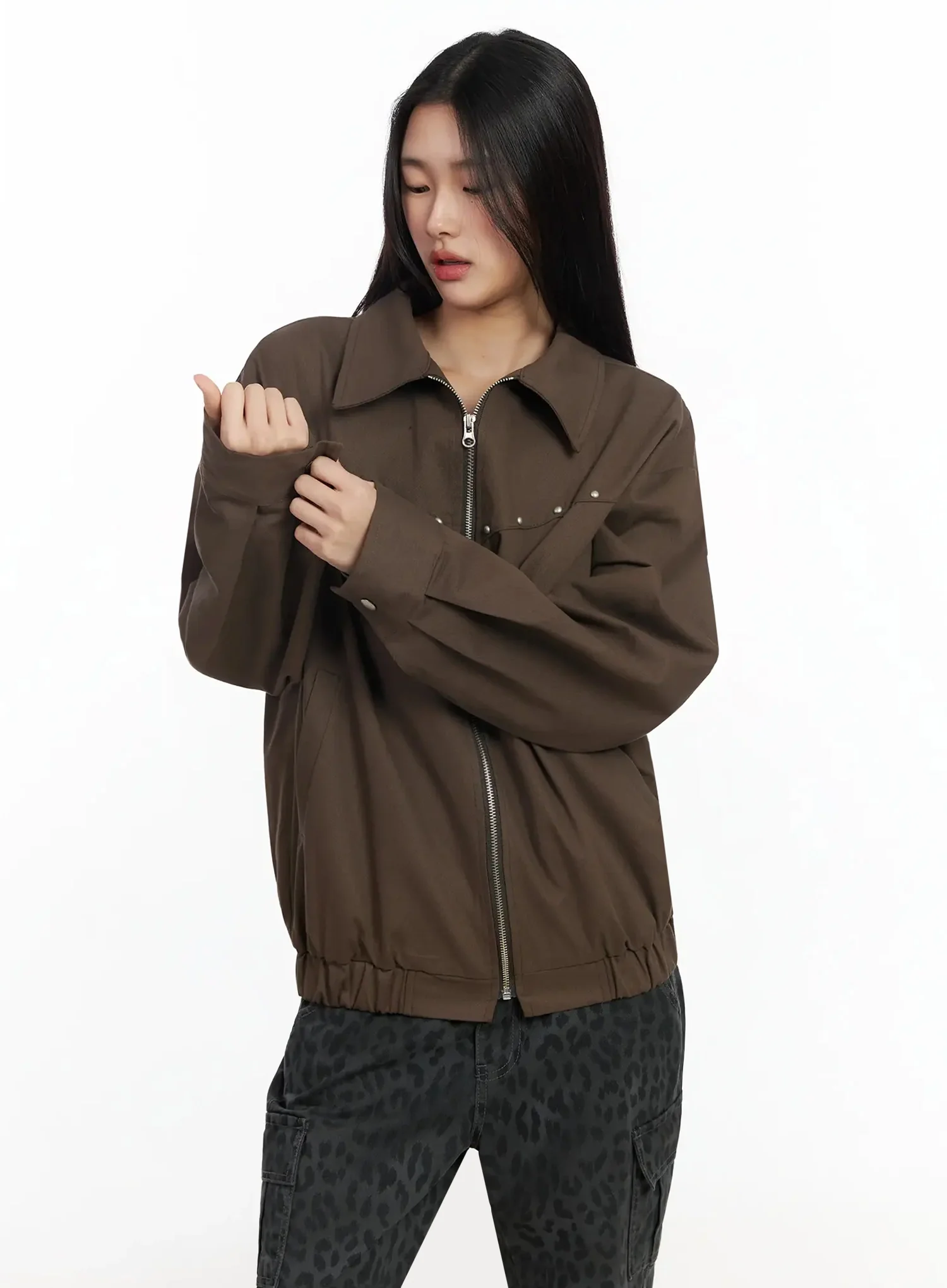Urban Studded Bomber Jacket IA508 - Image 7