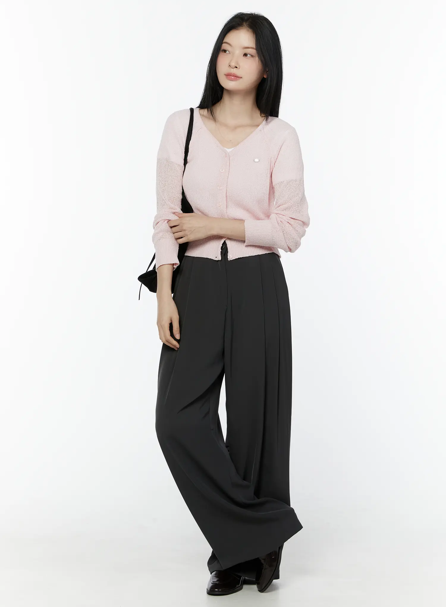 V-Neck Boucle Crop Cardigan IU503 - Image 3