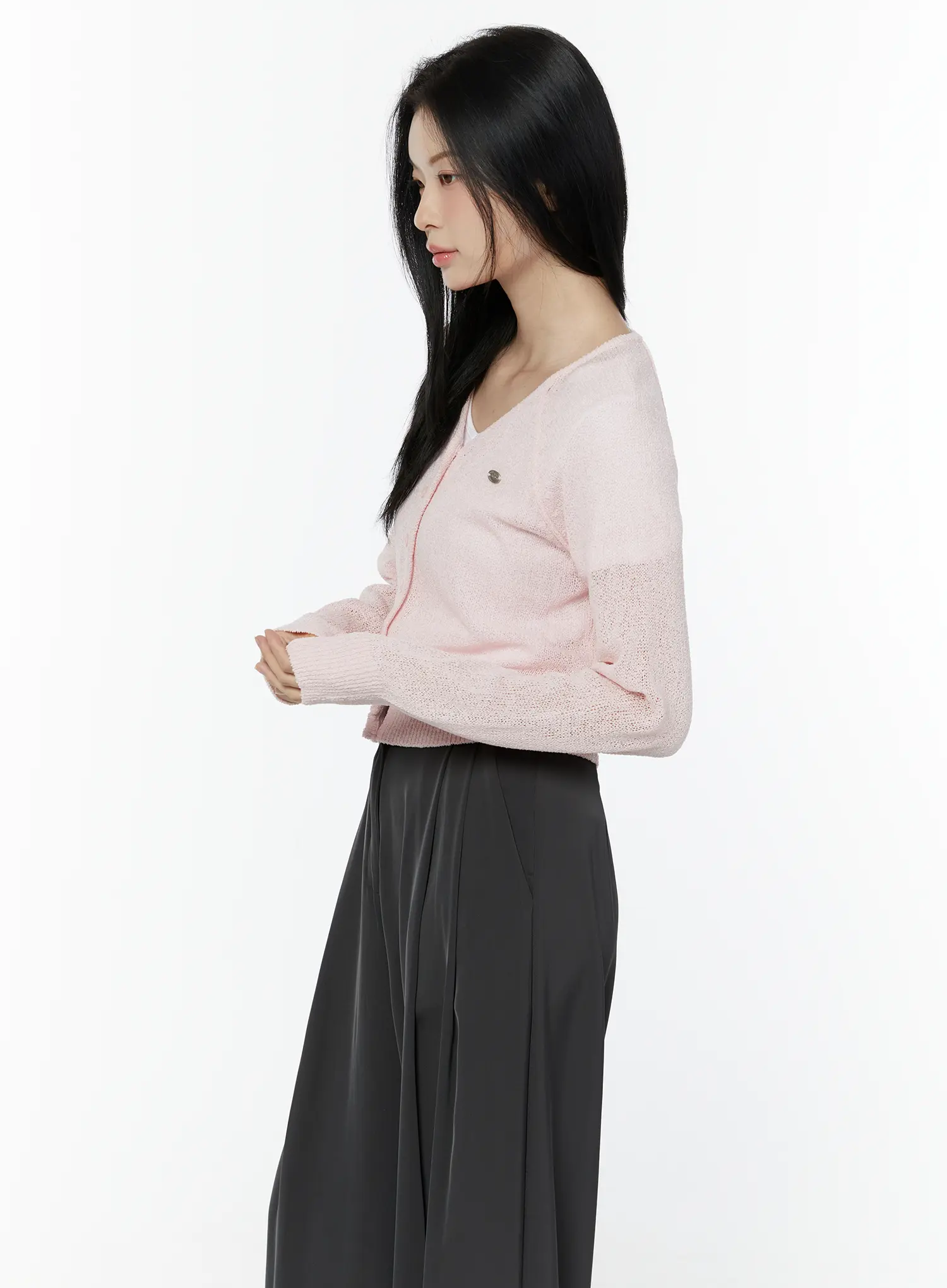 V-Neck Boucle Crop Cardigan IU503 - Image 9