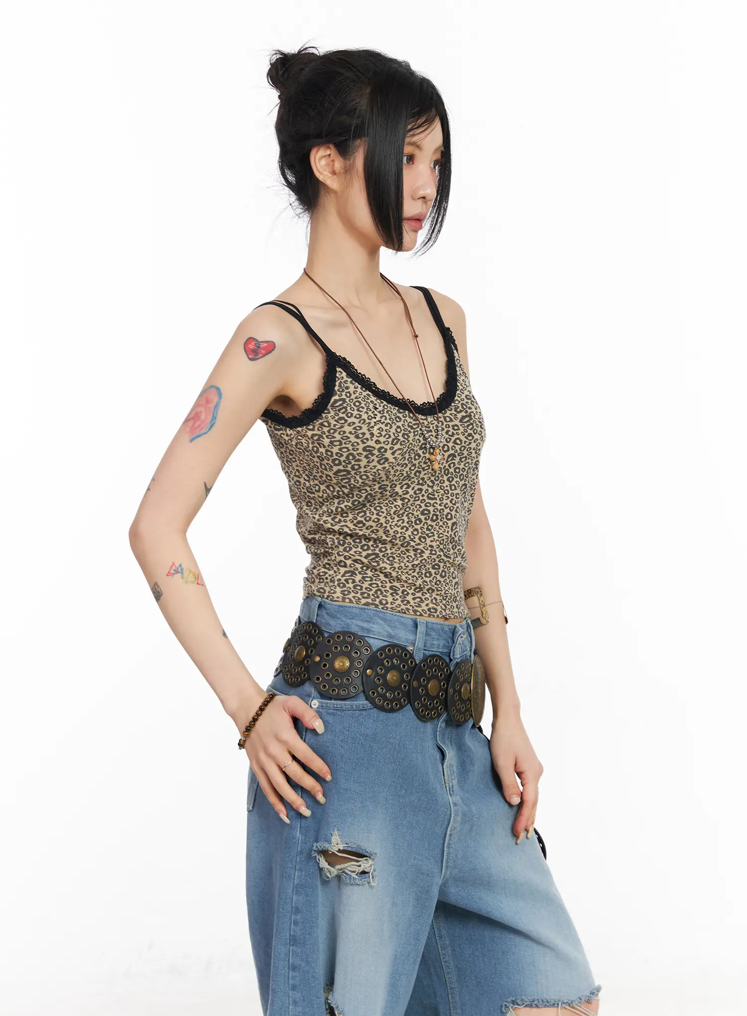 V-Neck Camo Lace Tank Top CM517 - Image 2