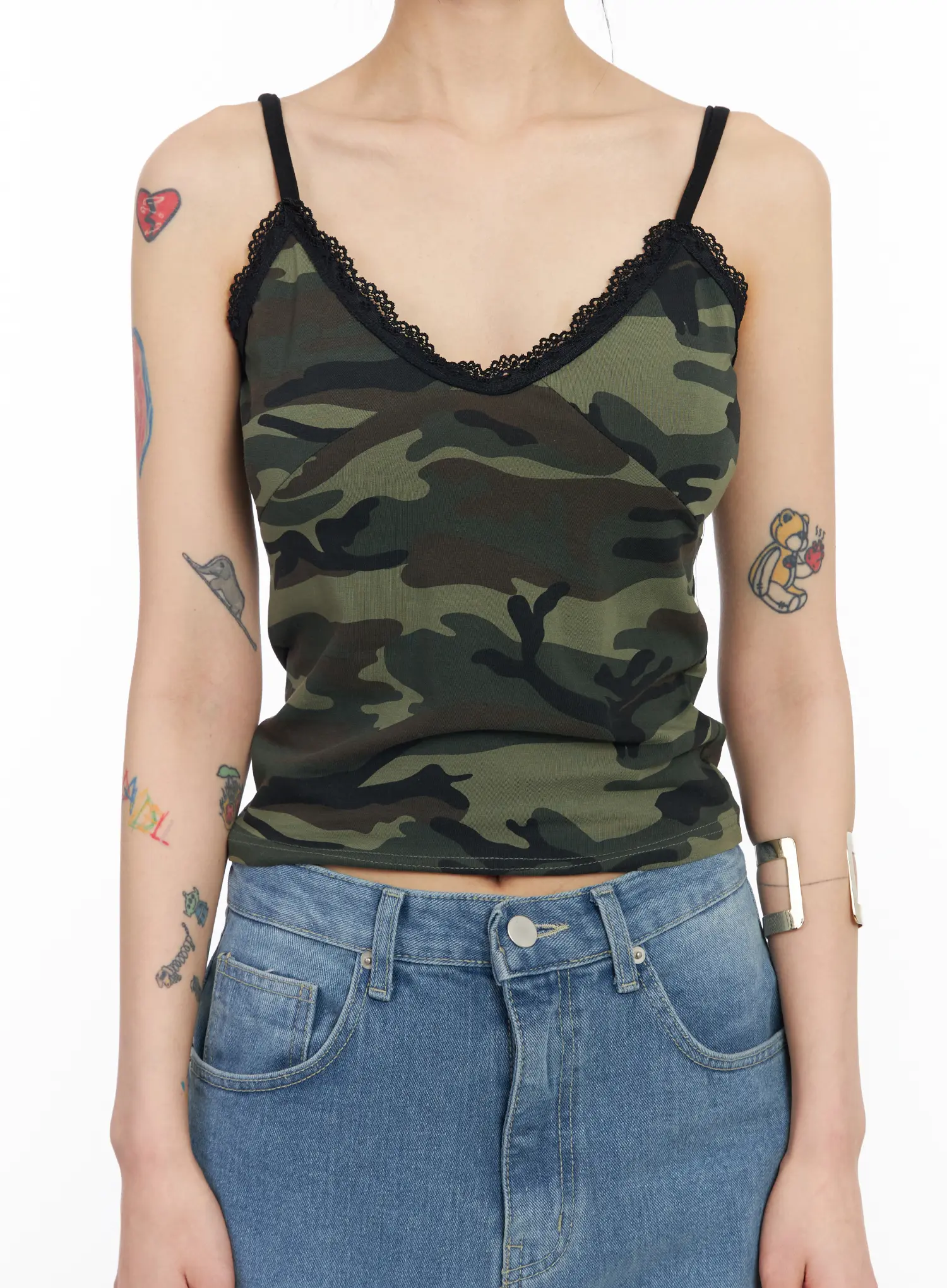 V-Neck Camo Lace Tank Top CM517 - Image 5