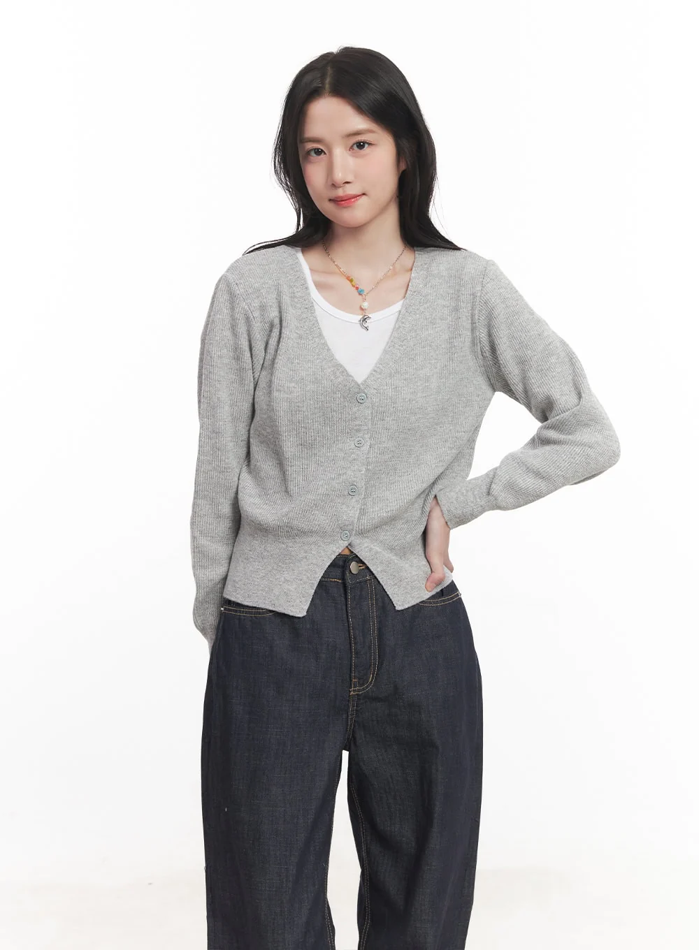 V-Neck Cropped Cardigan CA510 - Image 12