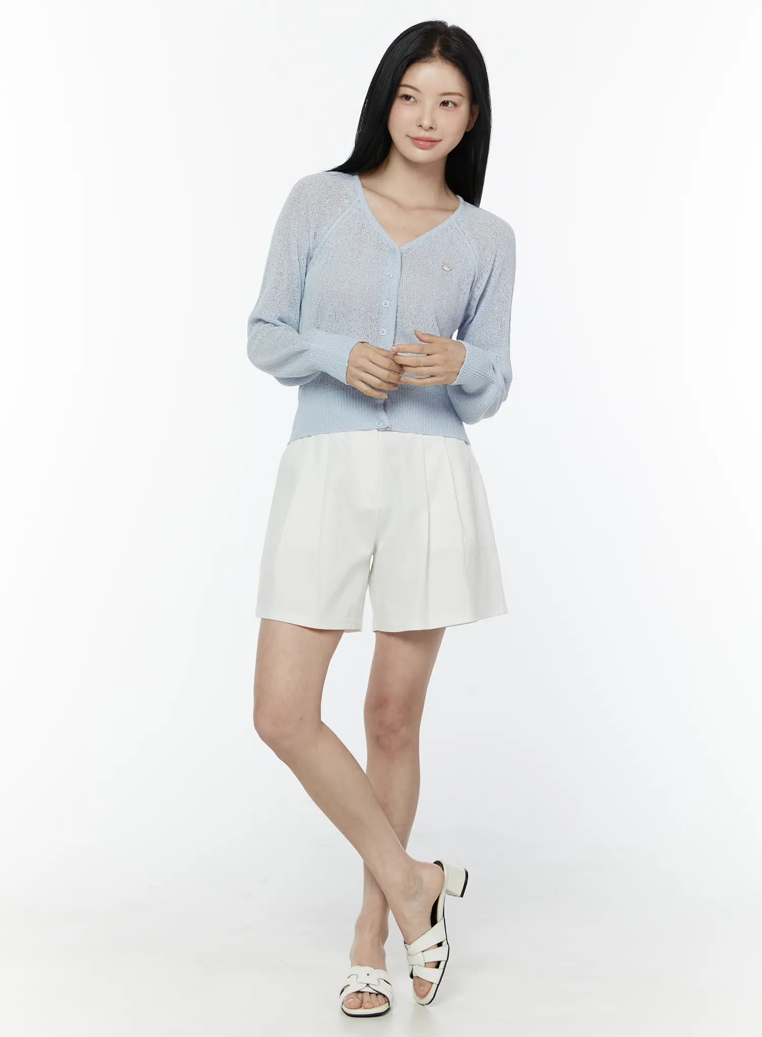 V-Neck Cropped Cardigan IU505 - Image 3