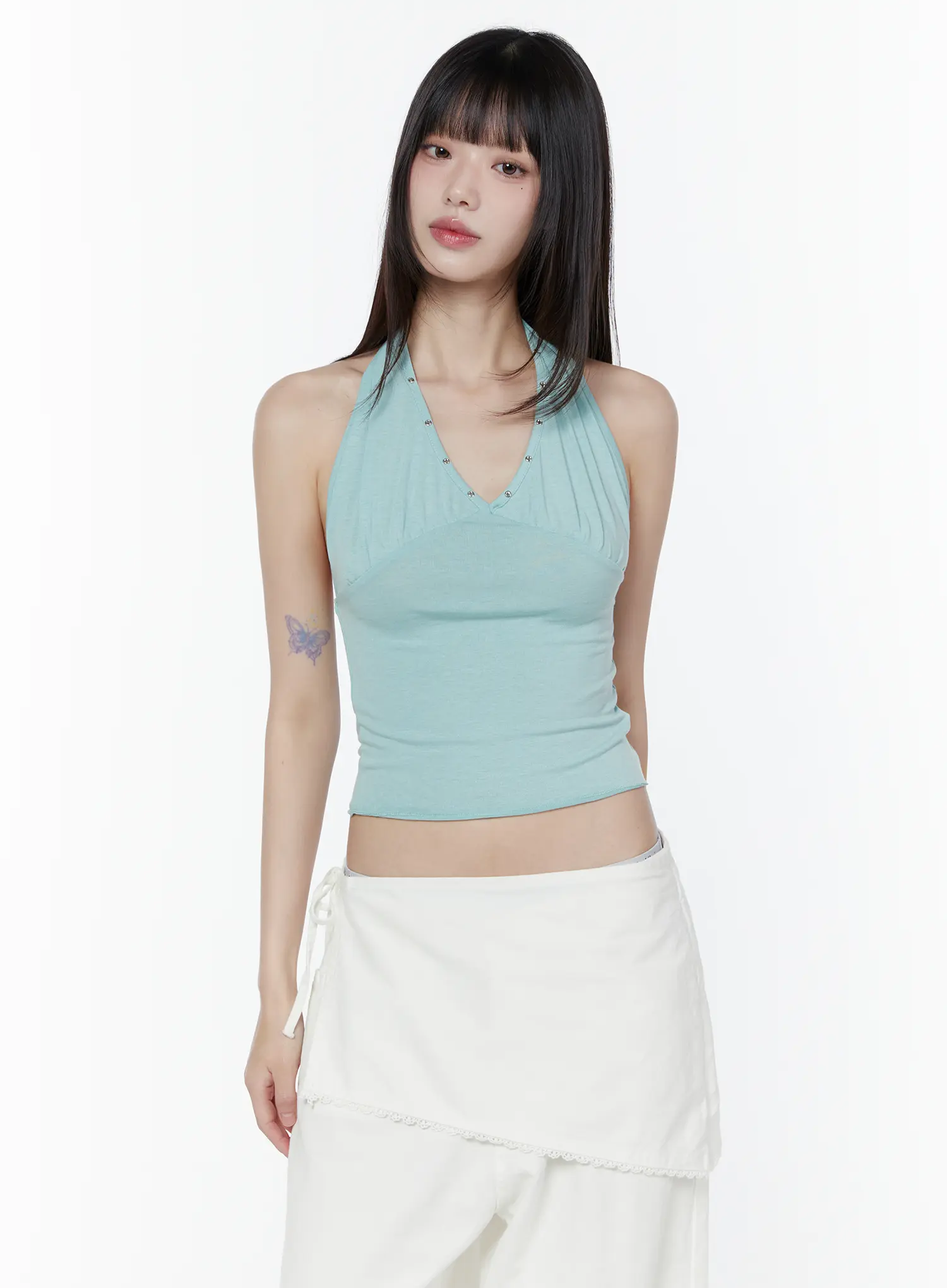 V-Neck Embelished Halter Top CU505 - Image 5