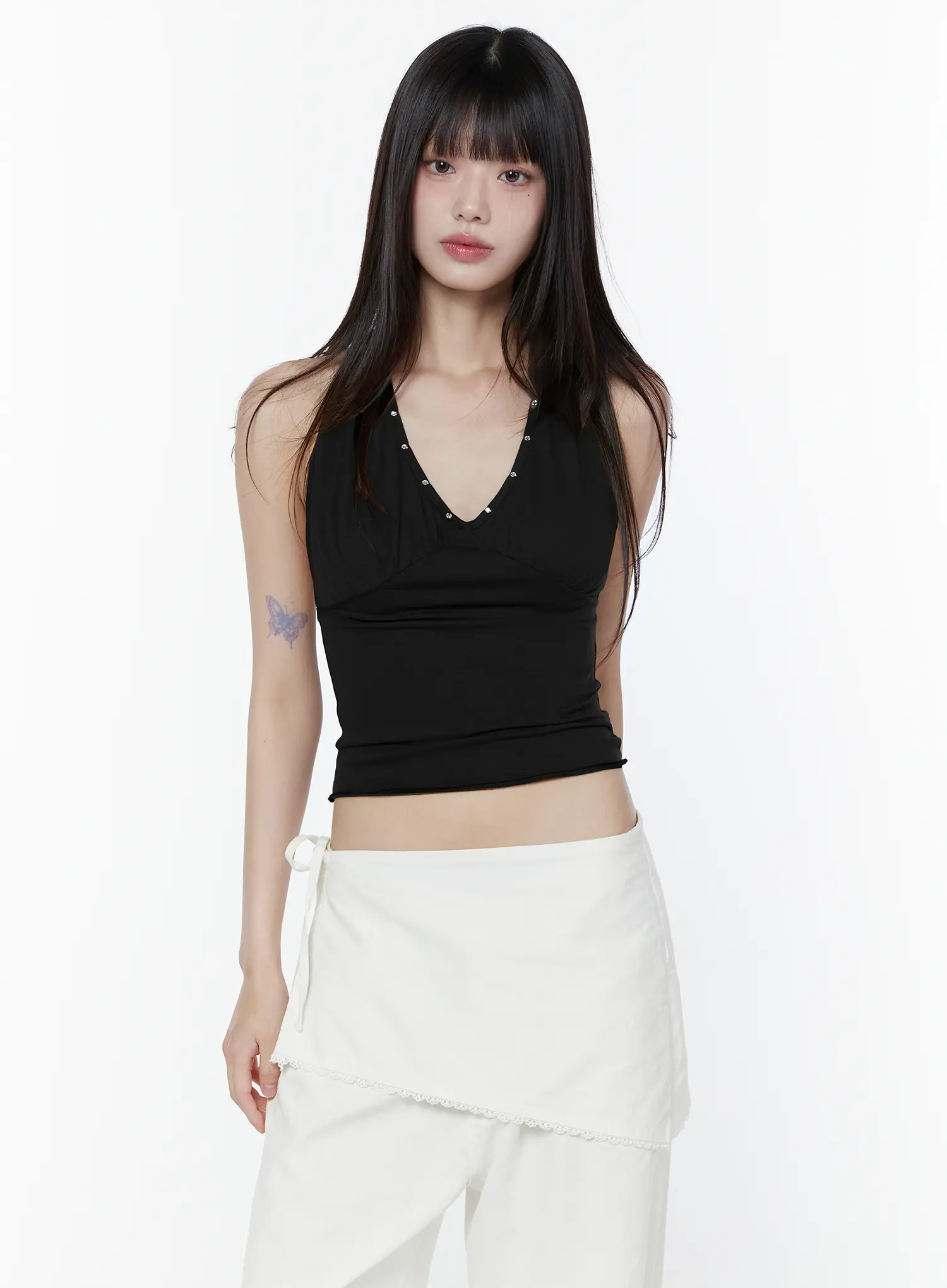V-Neck Embelished Halter Top CU505 - Image 7