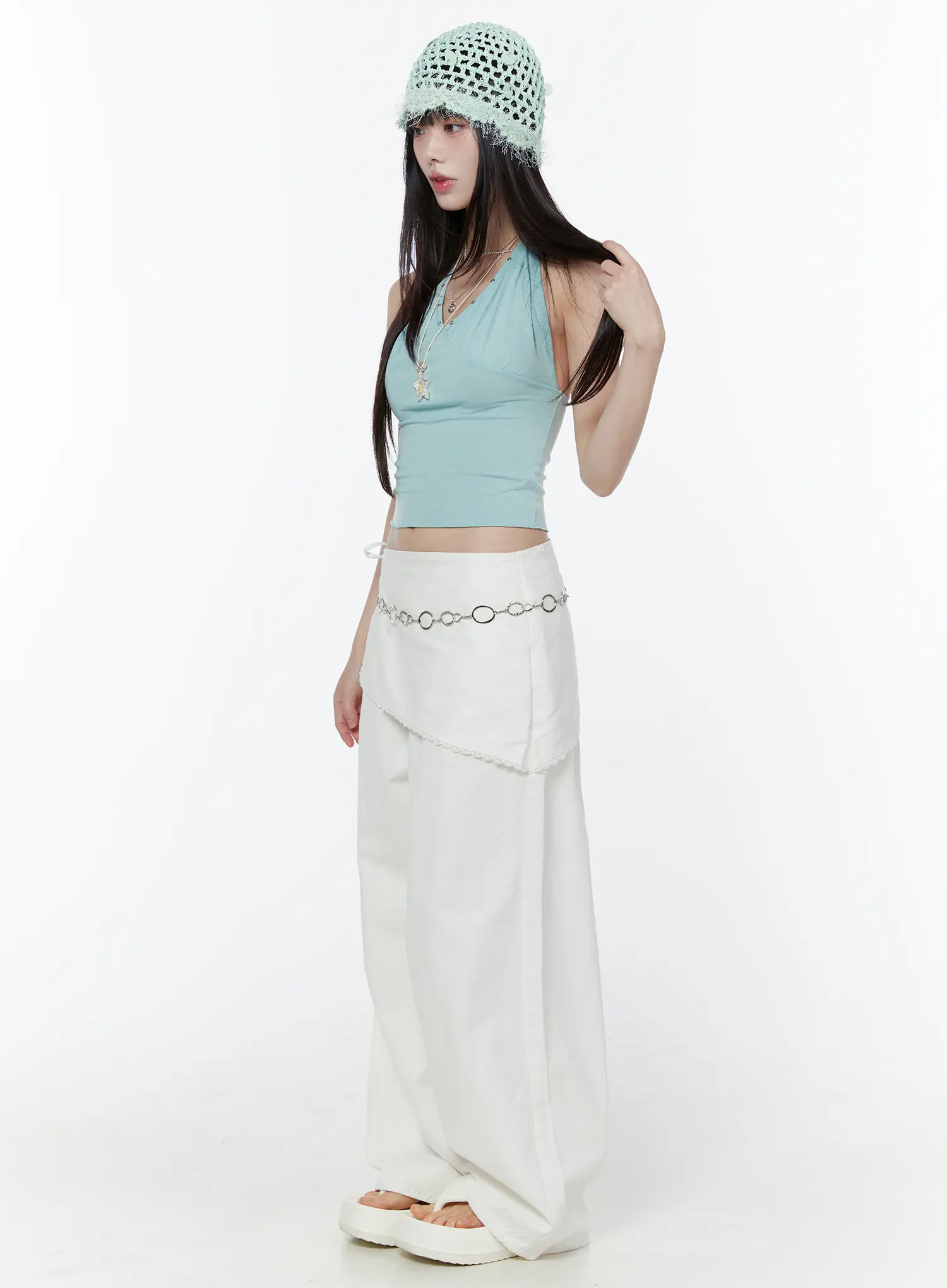 V-Neck Embelished Halter Top CU505 - Image 8