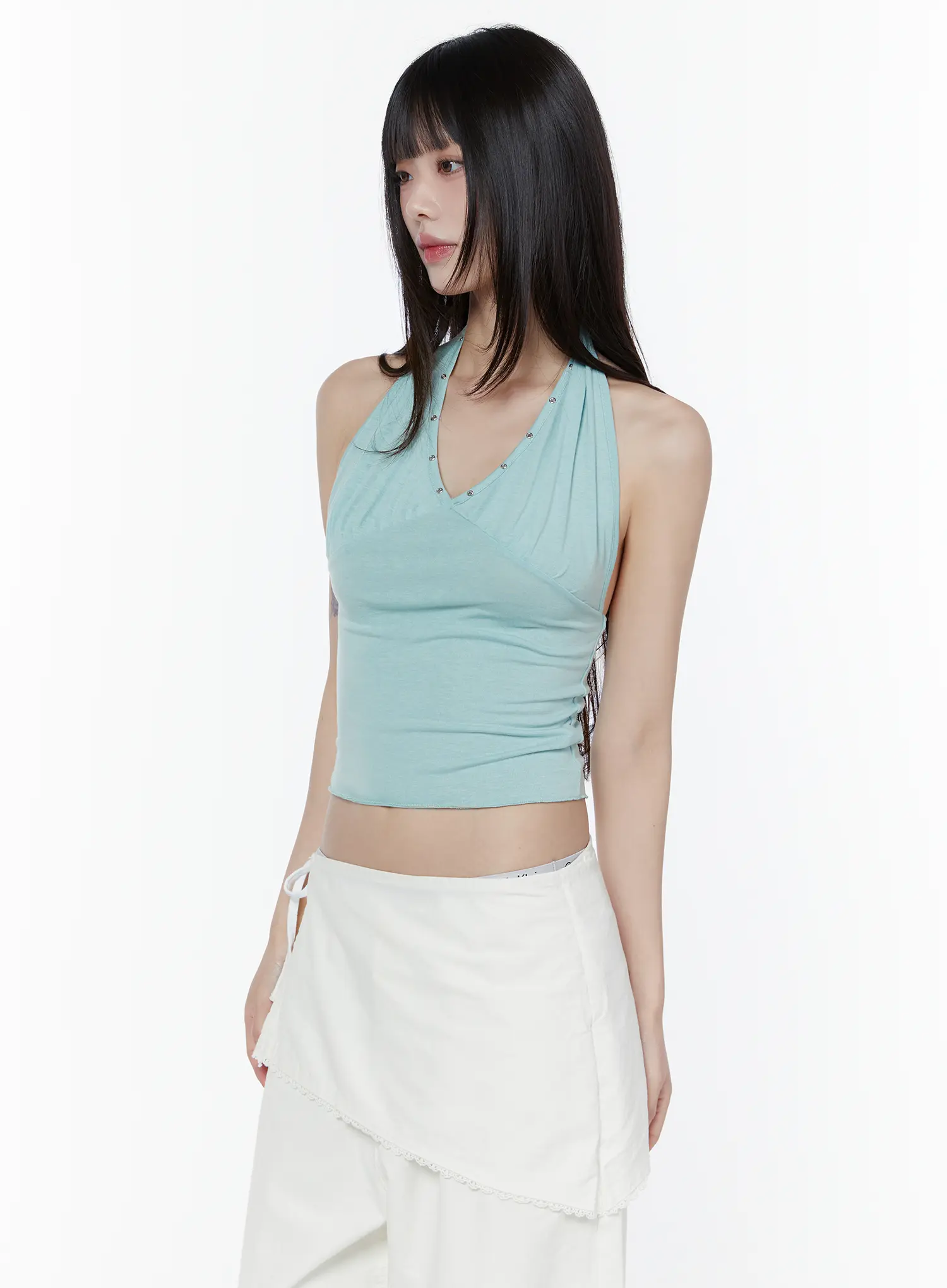 V-Neck Embelished Halter Top CU505 - Image 9